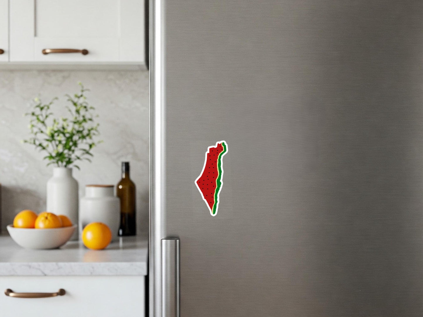 Gaza Activist Magnet for Fridge – Free Palestine Design with Keffiyeh & Watermelon – Political Art Decor - Map of Palestine