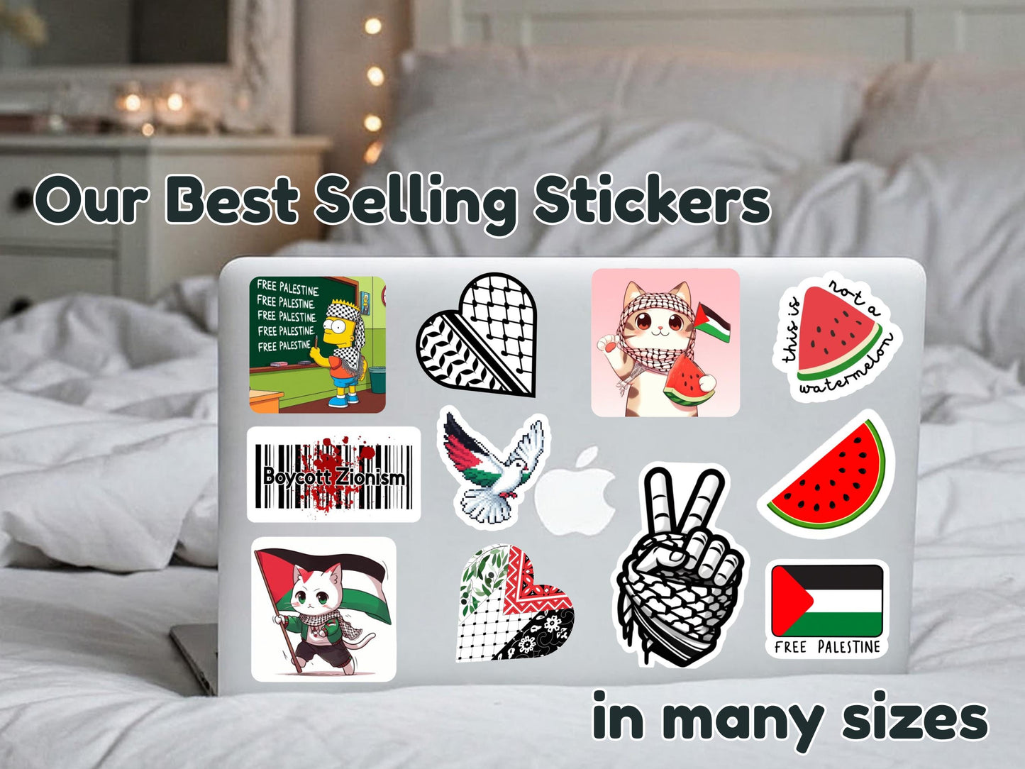 Glossy Free Palestine Vinyl Decal - Die Cut Sticker for Laptop, iPad, Kindle, Helmet, Car Windscreen - Resistance Vinyl Activist Gift