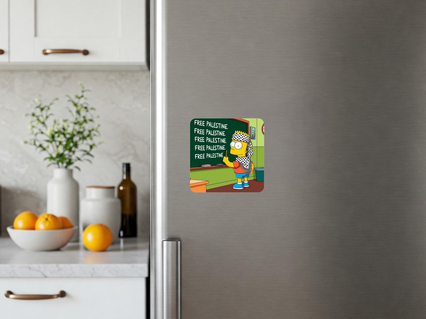 Free Palestine Fridge Magnet – Vinyl Cultural Symbol with Watermelon & Keffiyeh – Activist Home Decor - Awareness Gift for Gaza