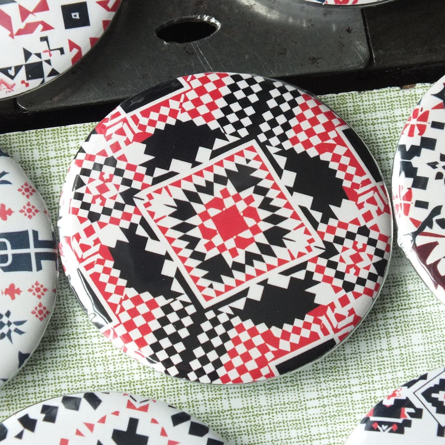 Palestine Badge – Keffiyeh & Tatreez Design – Resistance Art Pin for Jacket, Backpack, or Gifting - Activist Pin for Solidarity and Support