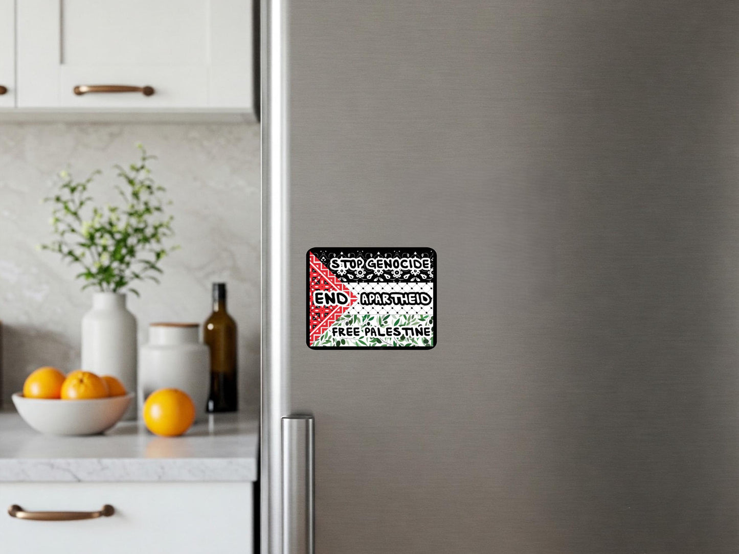 Watermelon & Keffiyeh Magnet for Gaza – Palestine Solidarity Symbol for Fridge, Locker, or Gift Giving - Flag of Palestine Locker Magnet
