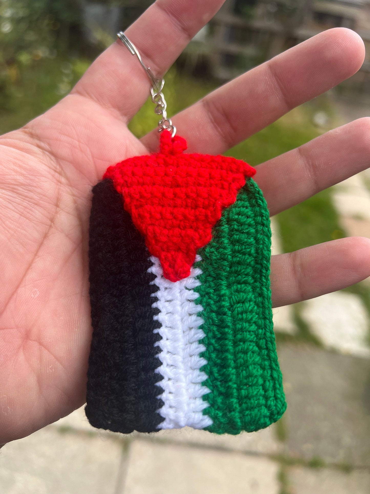 Palestine Flag Bag Charm - Crochet Keyring for Gaza in Solidarity with Palestine - With Watermelon Symbol Charms - Gift for Activist