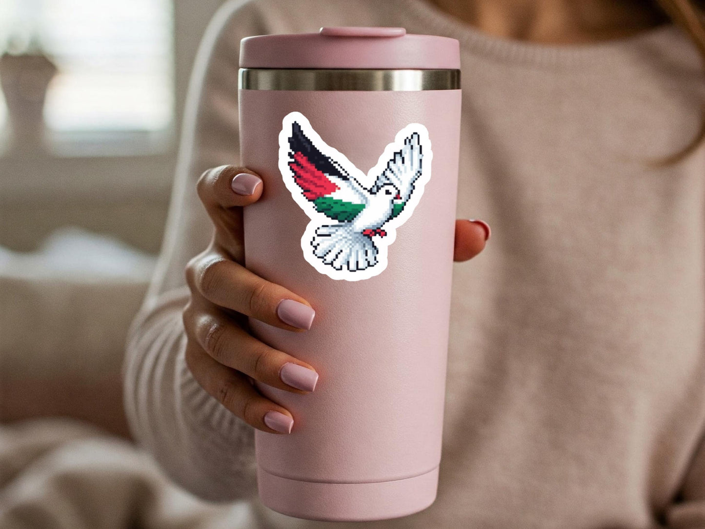 Pro Palestine Peace Dove Sticker - Gloss Vinyl Palestinian Flag Decal for Laptop, Water Bottle, iPad, Kindle - Support Freedom of Gaza