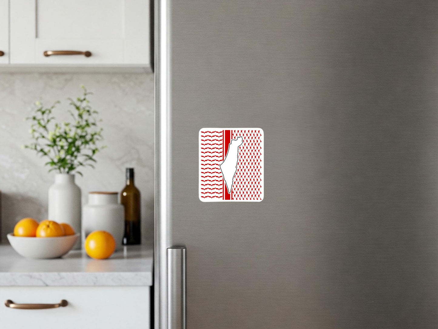 Bold Palestine Fridge Magnet – Palestine-Inspired Keffiyeh Design – Cultural Activism Gift - Palestinian Fridge Decor