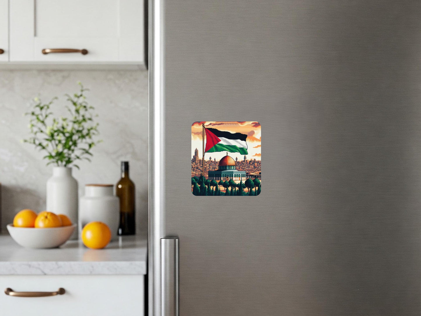 Bold Palestine Fridge Magnet – Palestine-Inspired Keffiyeh Design – Cultural Activism Gift - Palestinian Fridge Decor