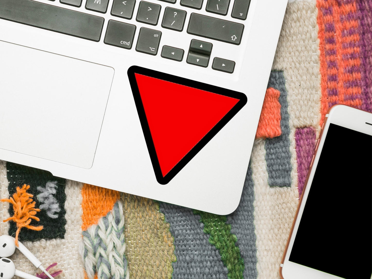 Palestine Red Triangle Sticker - Glossy Vinyl Symbol for Resistance and Identity – Suitable for Laptop, Water Bottle, iPad, Notebook