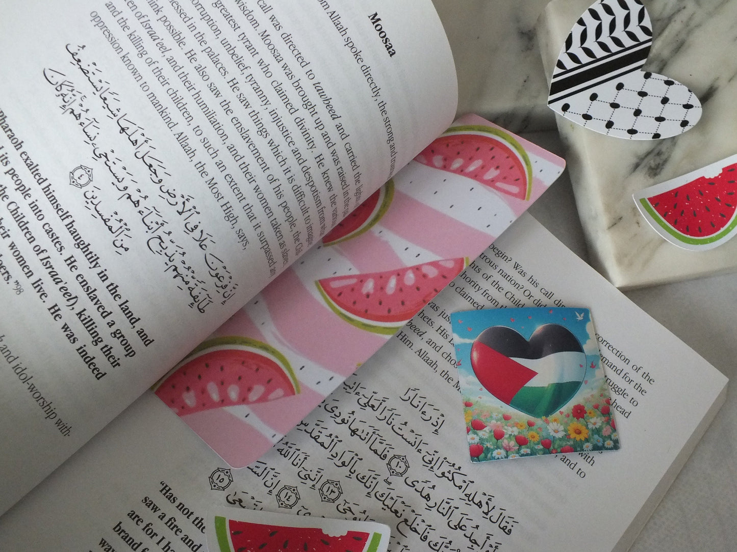 Book Lover’s Palestine Bookmark – Keffiyeh Pattern + Flag – Handmade Cultural Gift with Watermelon Artwork - Pro Palestine Activist Gift