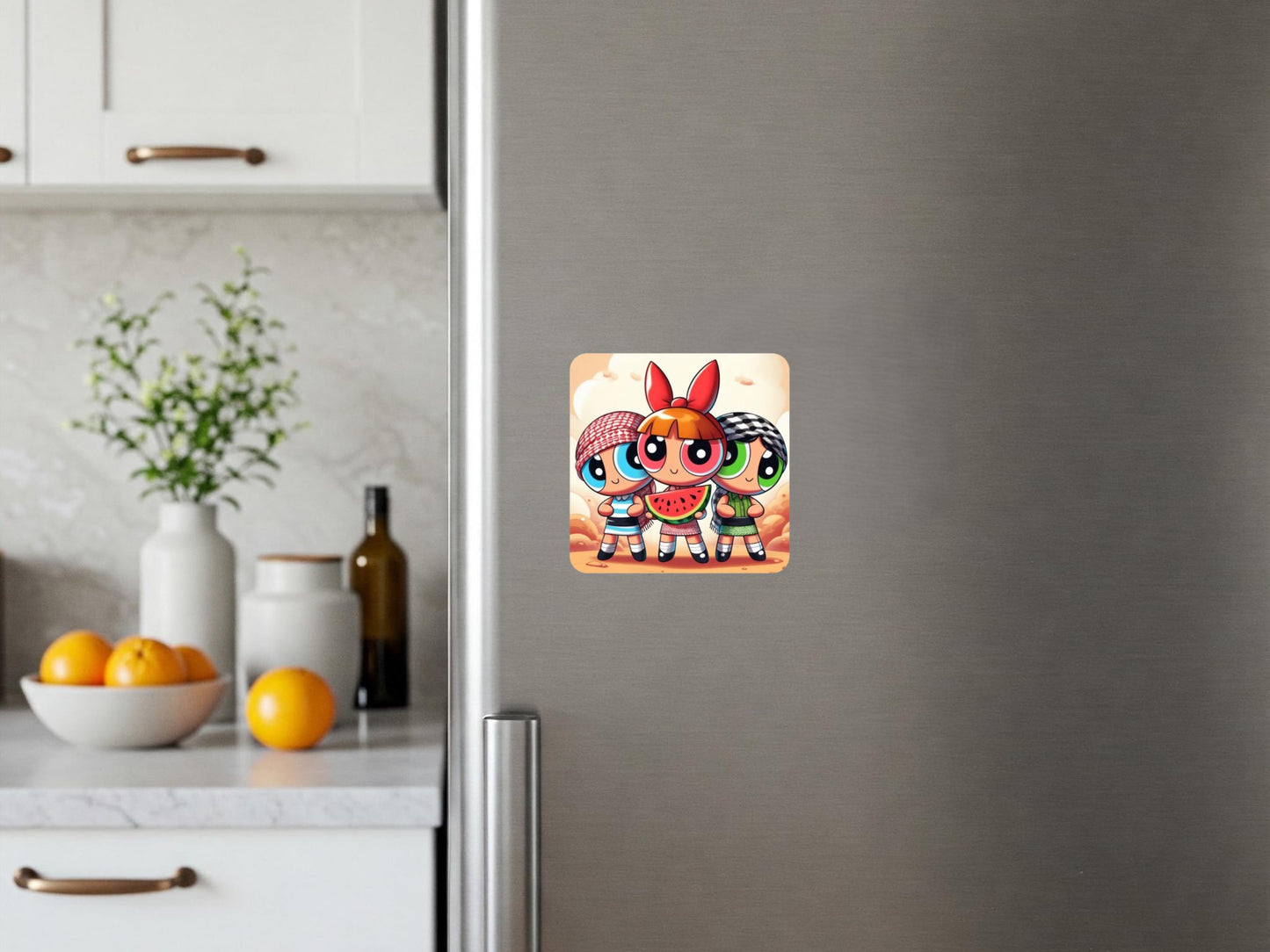 Free Palestine Fridge Magnet – Vinyl Cultural Symbol with Watermelon & Keffiyeh – Activist Home Decor - Awareness Gift for Gaza