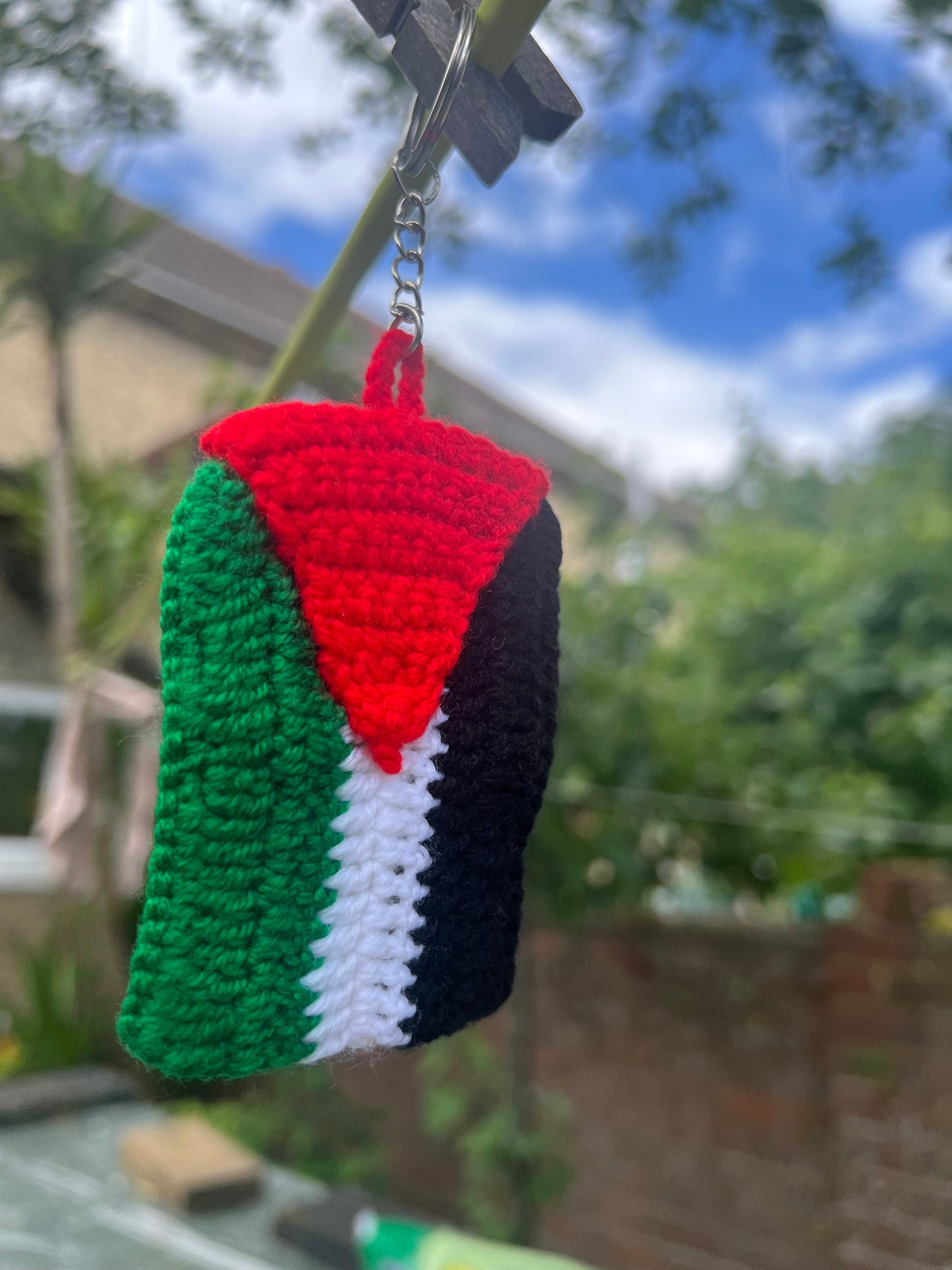 Palestine Flag Bag Charm - Crochet Keyring for Gaza in Solidarity with Palestine - With Watermelon Symbol Charms - Gift for Activist