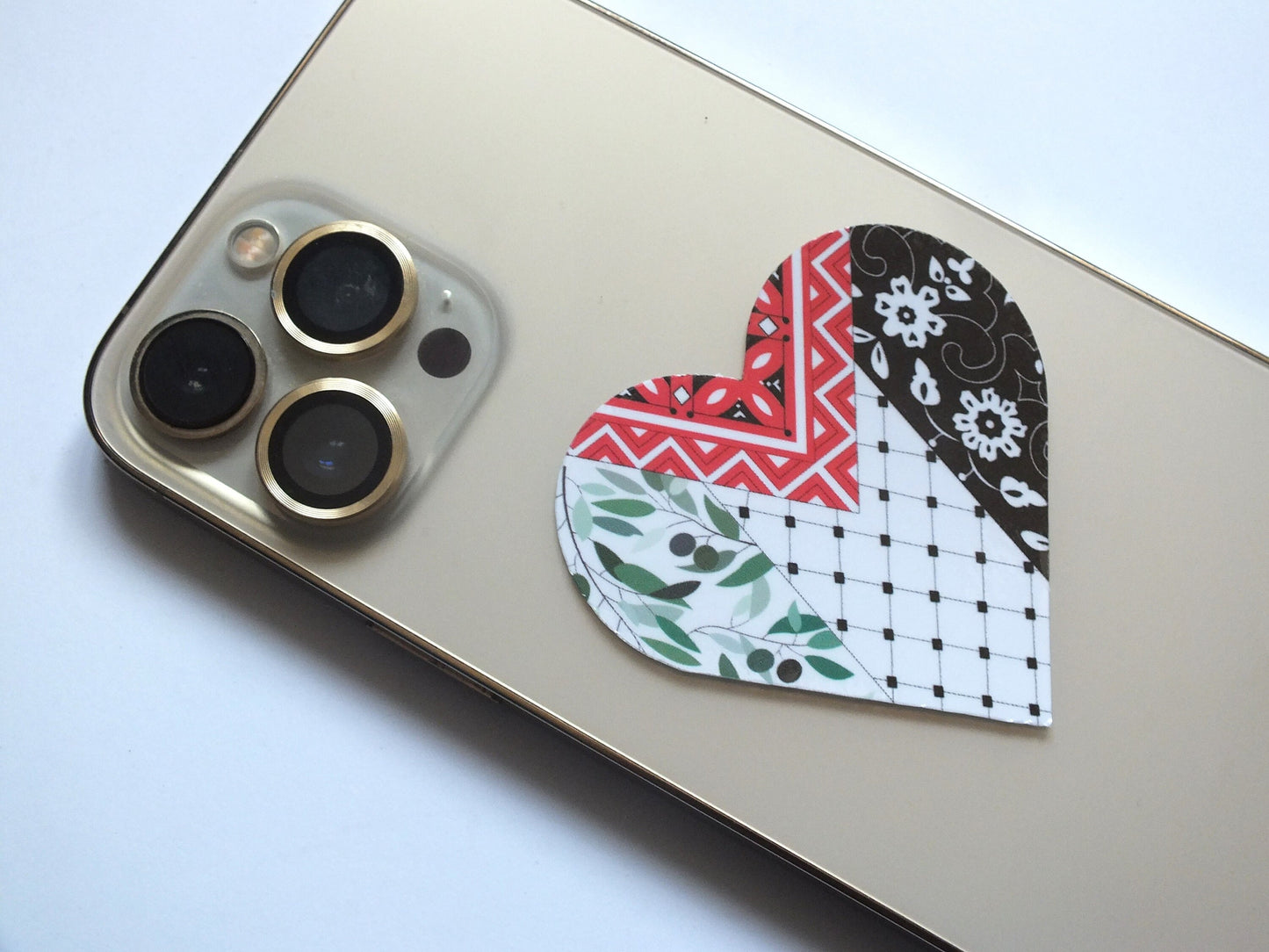 Palestine Heart Sticker – Keffiyeh Pattern with Flag Colors – Waterproof Vinyl Decal for Laptop, Journal, Car Bumper - Proceeds to Gaza