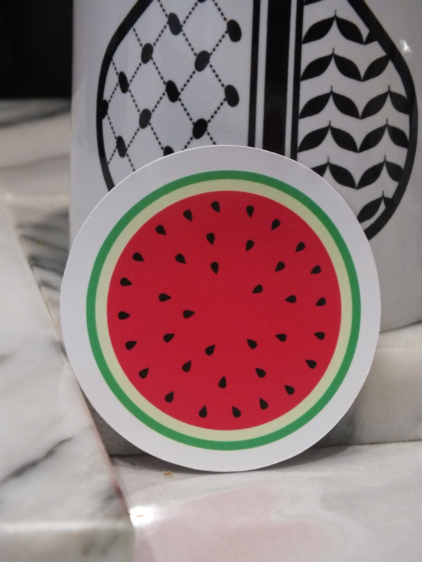 Palestinian Watermelon Vinyl Sticker - Minimalist Decal for Phone, Car Window, Skateboard, Water Bottle – Subtle Protest Sticker for Gaza