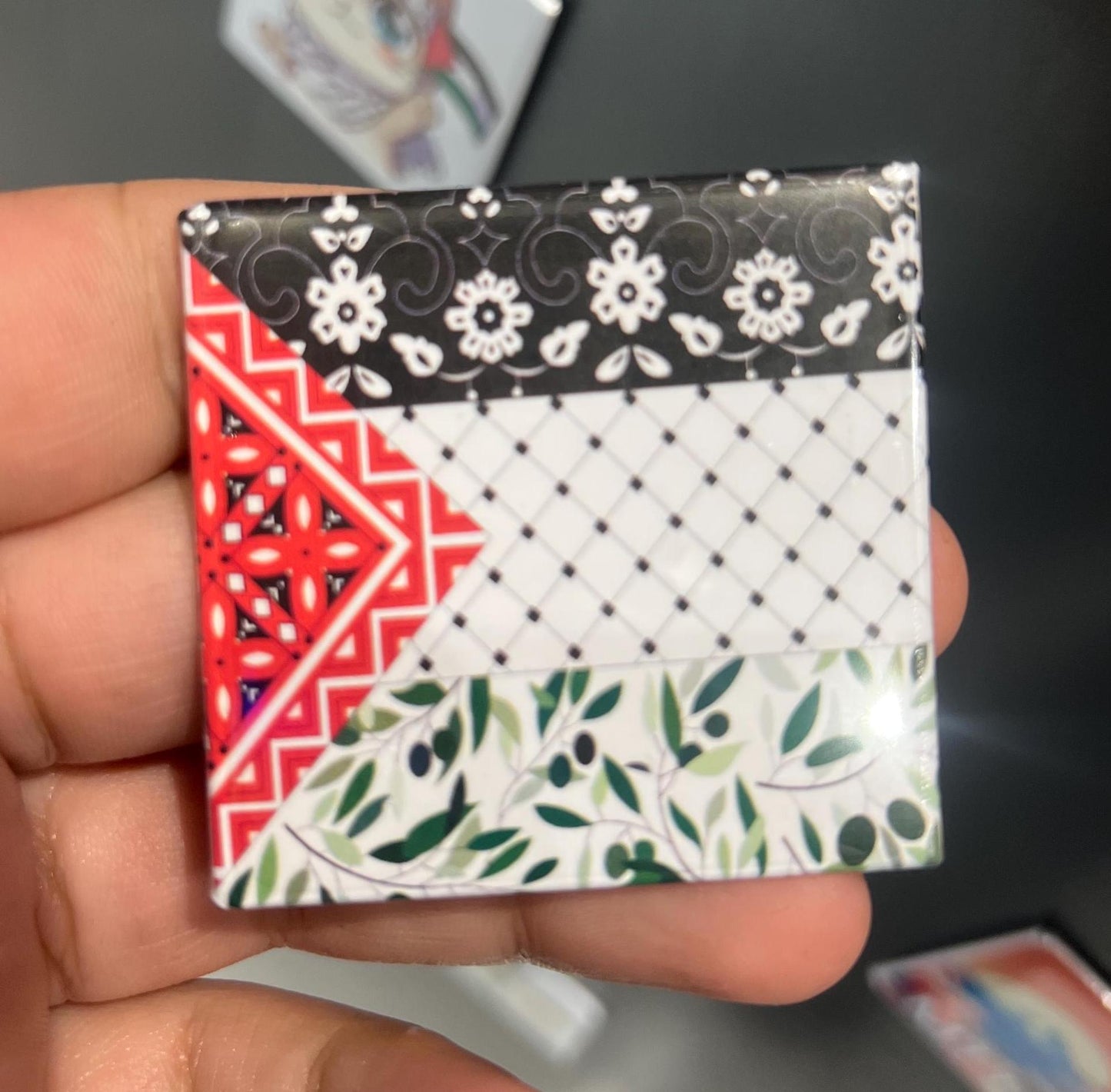 Palestine Solidarity Fridge Magnet – Free Palestine Fridge Art Featuring Cultural Symbols – Locker or Kitchen Decor - Keffiyeh Pattern