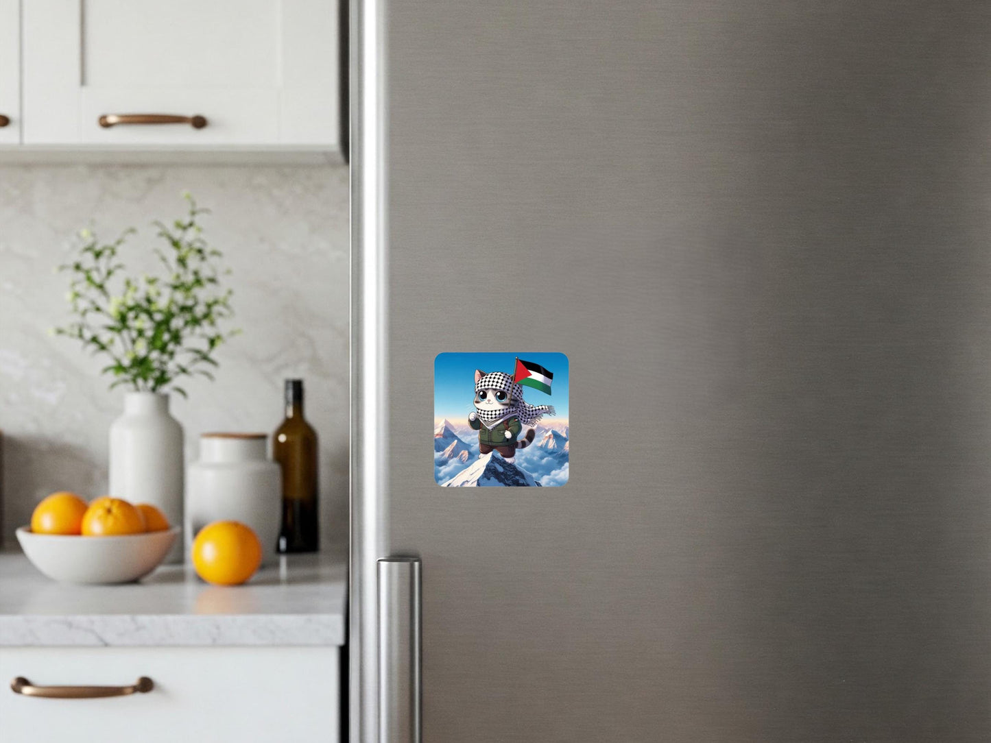 Palestinian Pride Magnet – Fridge Art Featuring Watermelon and Keffiyeh – Resistance Gift Idea - Palestine Heritage Locker Magnet