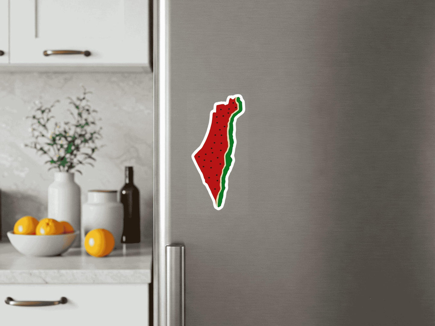 Pro Palestine Fridge Magnet – Watermelon and Keffiyeh Design Supporting Palestine – Gaza Cultural Identity Gift for Activist