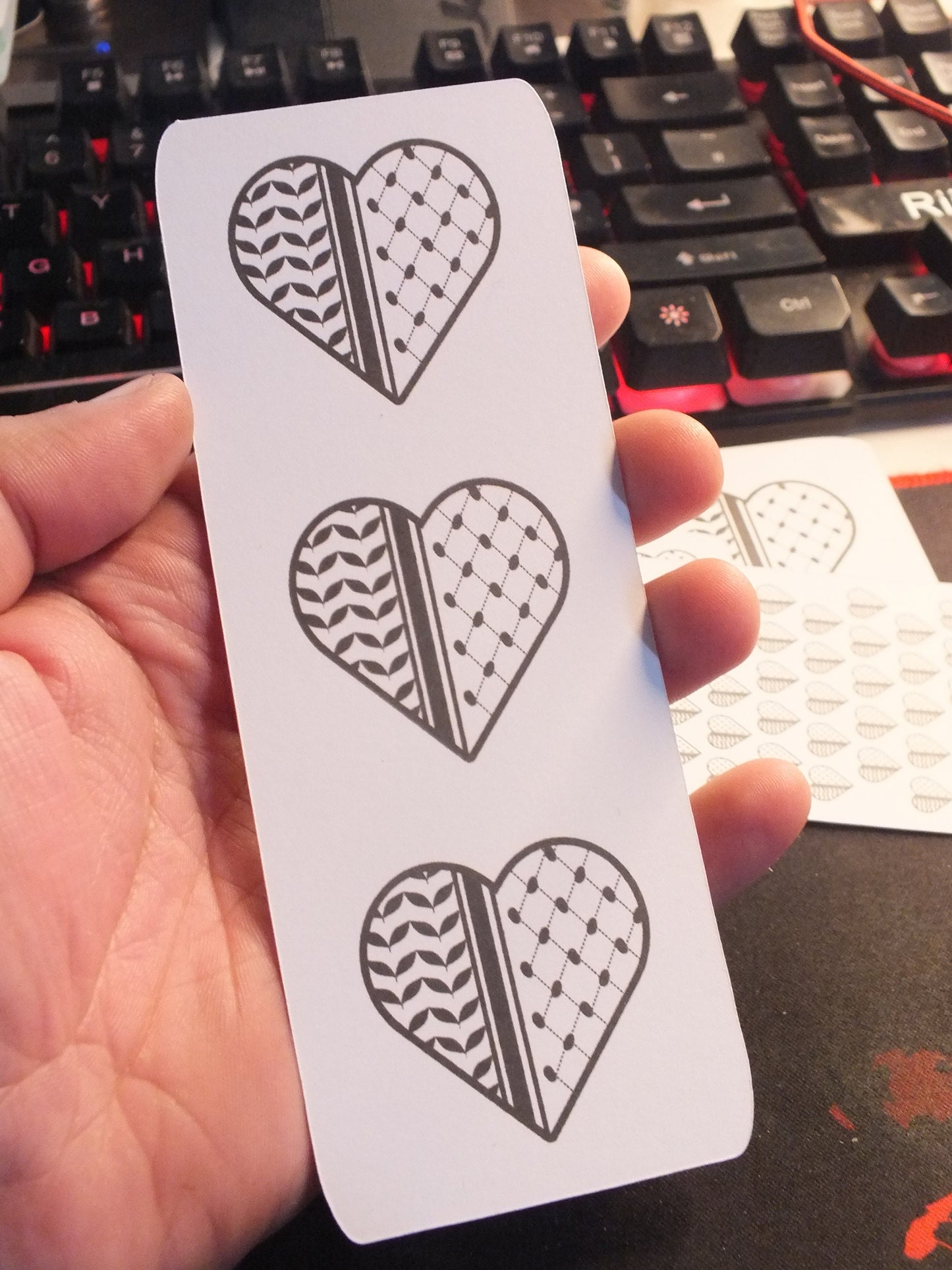 Handmade Glossy and Laminated Keffiyeh Bookmark – Palestine Embroidery Pattern Inspired Design – Protest Art for Book Lovers