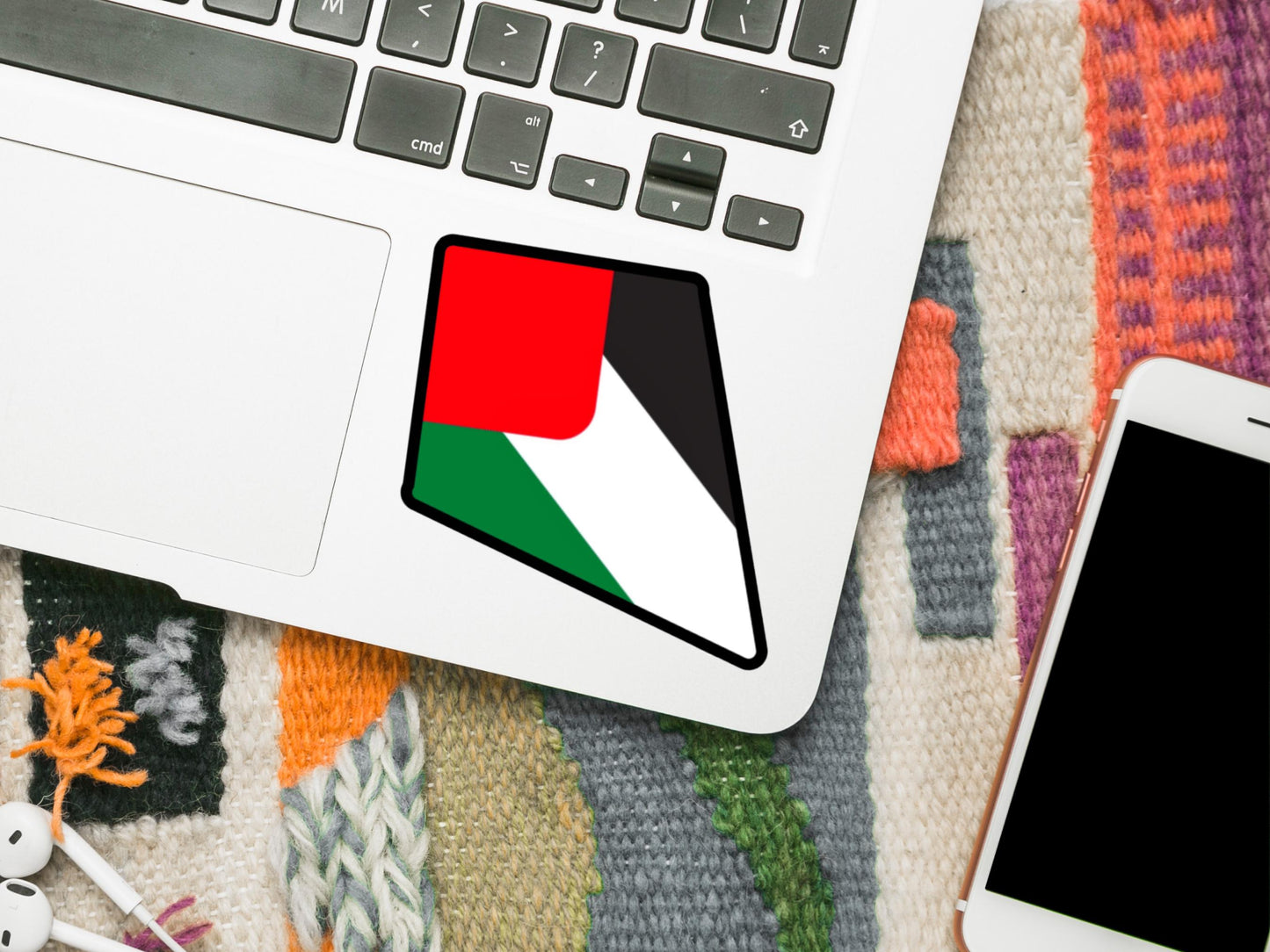 Minimalist Palestine Flag Sticker – Glossy Vinyl Decal for Journal, Phone Case, Helmet, Car Window – Pro Palestine Art for Activist