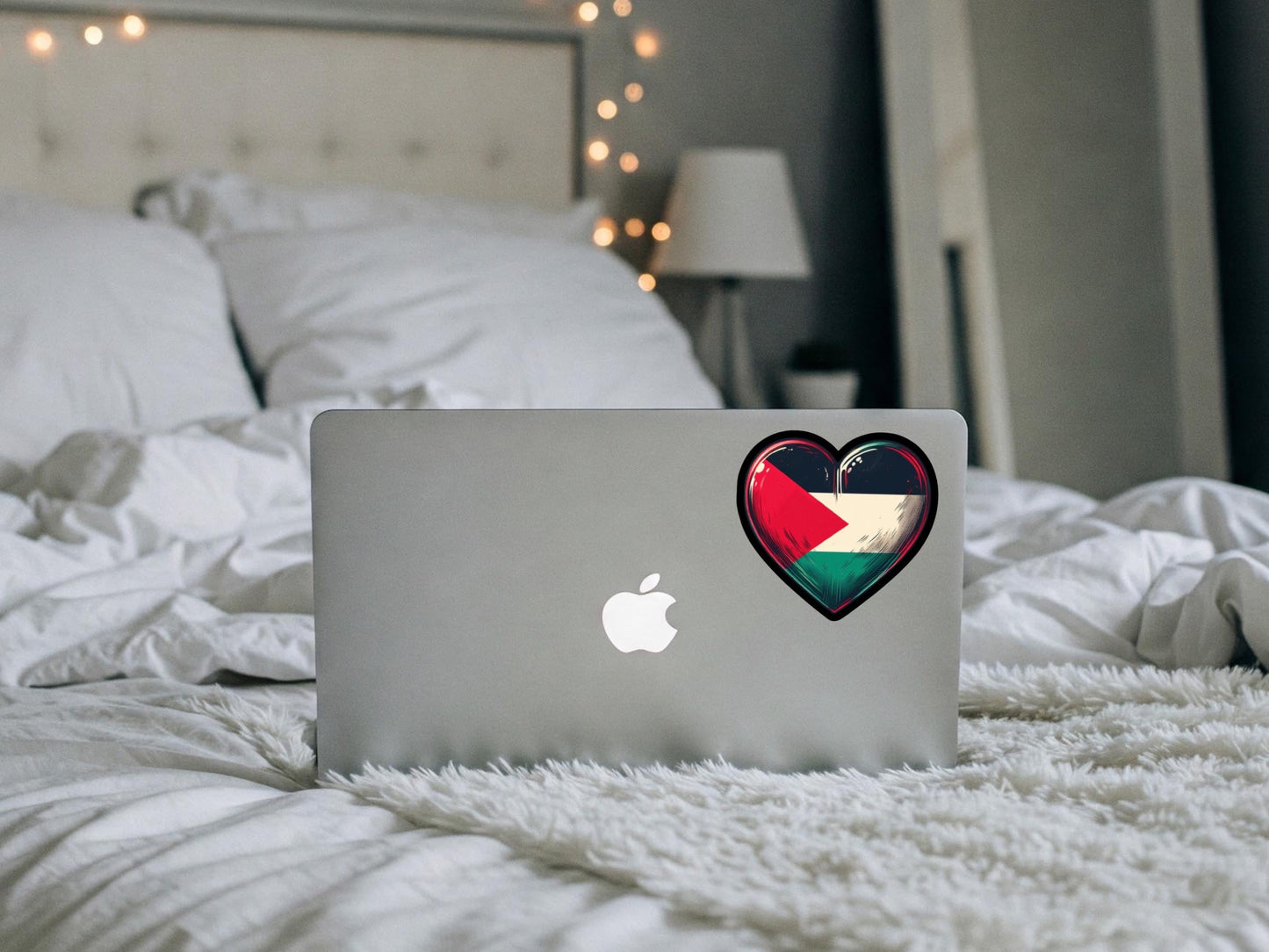 Minimalist Flag of Palestine Love Heart Sticker - Waterproof Vinyl Decal for Bumper, Window, Laptop, Motorbike – Activist Protest Symbol
