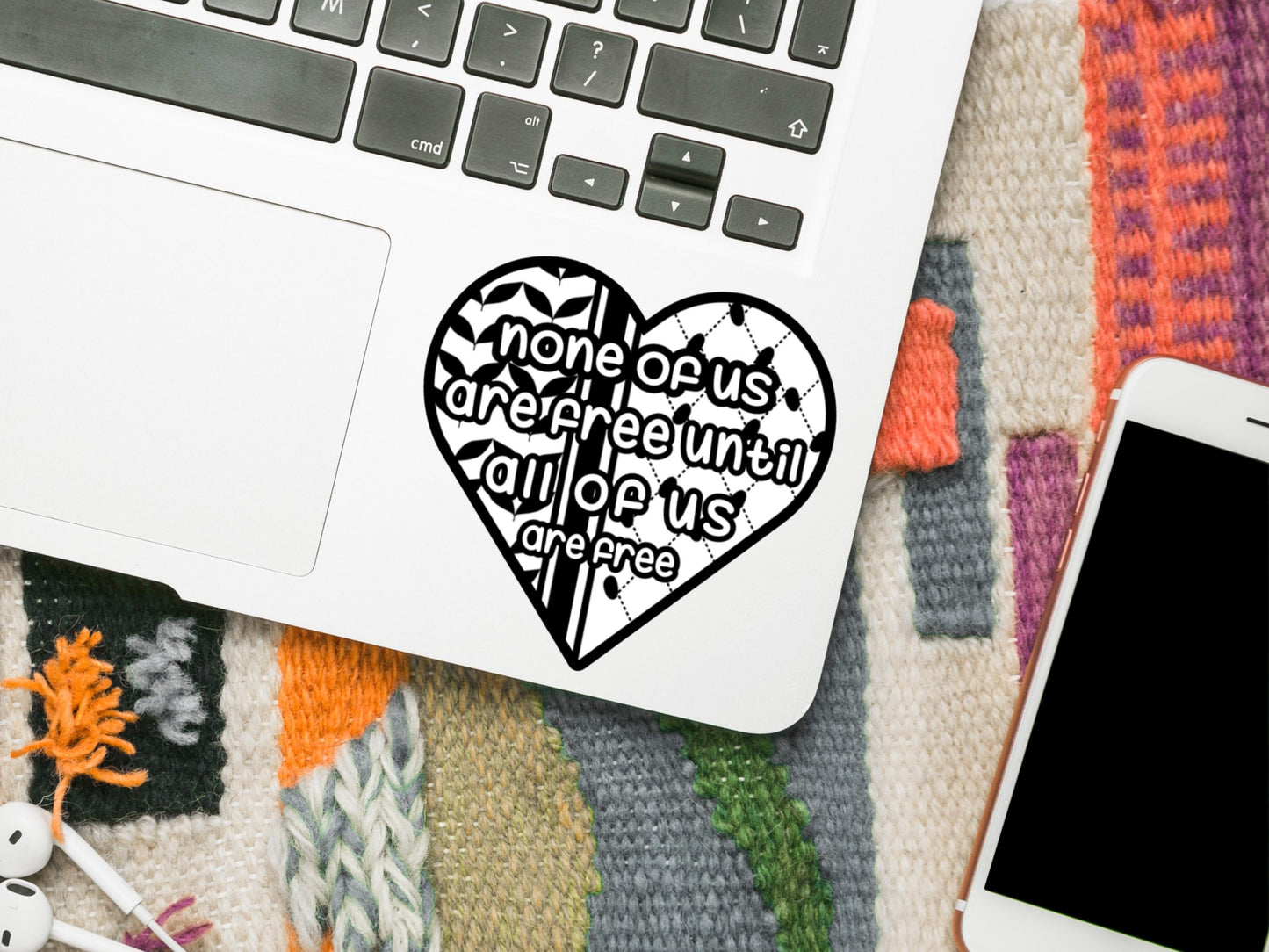Keffiyeh Resistance Sticker – Palestine Symbolic Art for Laptop, iPhone, Water Bottle – Durable Glossy Vinyl with Proceeds to Gaza Charity