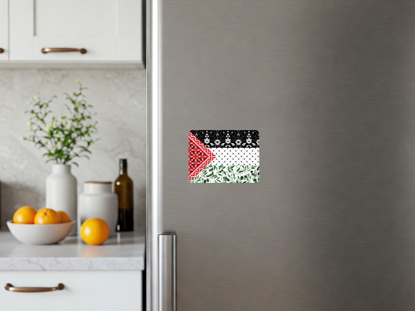 Bold Palestine Fridge Magnet – Palestine-Inspired Keffiyeh Design – Cultural Activism Gift - Palestinian Fridge Decor