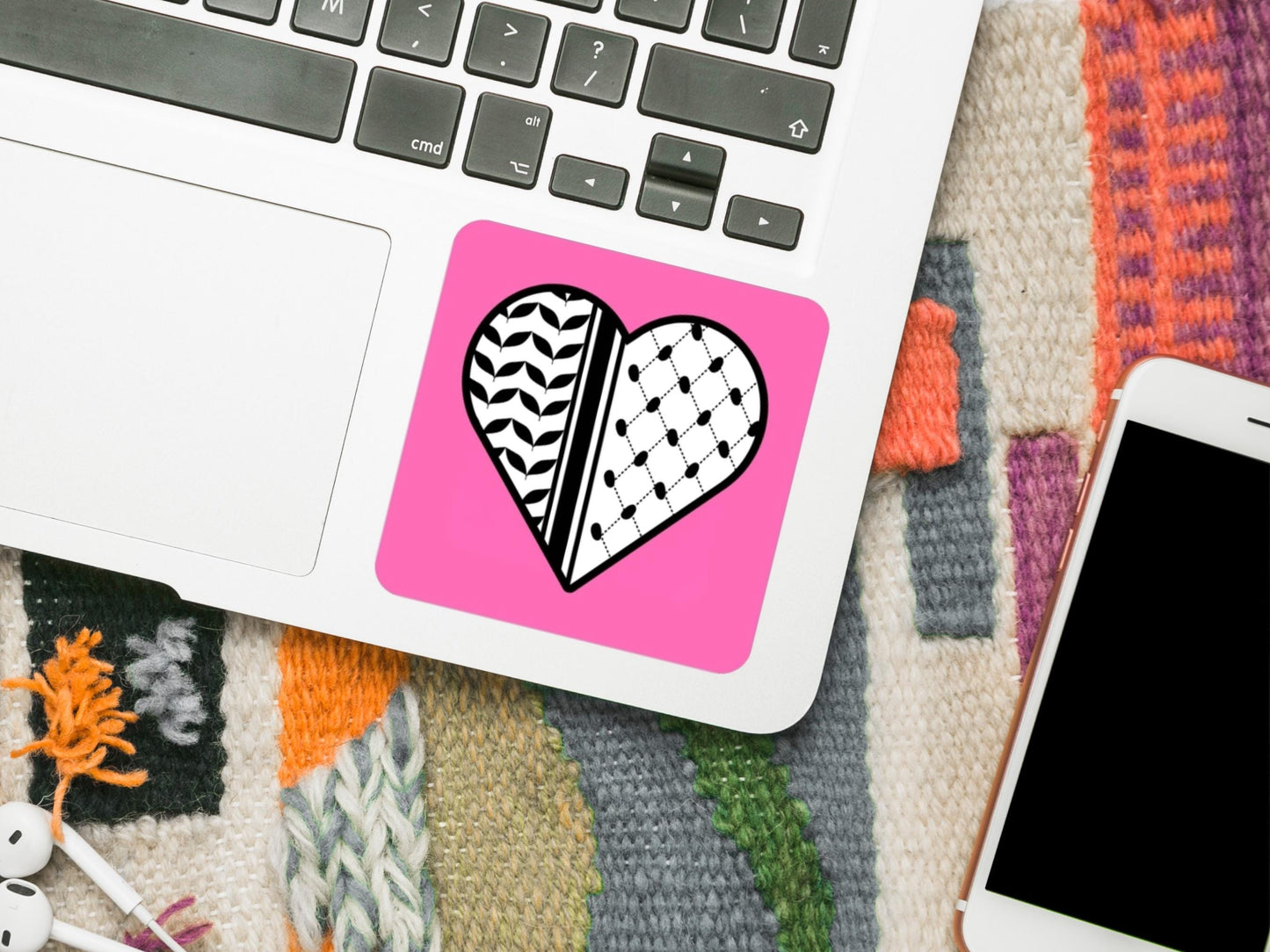Palestinian Keffiyeh Sticker – Vinyl Resistance Art for Laptop, Water Bottle, Car – Symbol of Solidarity - Glossy Weatherproof Vinyl
