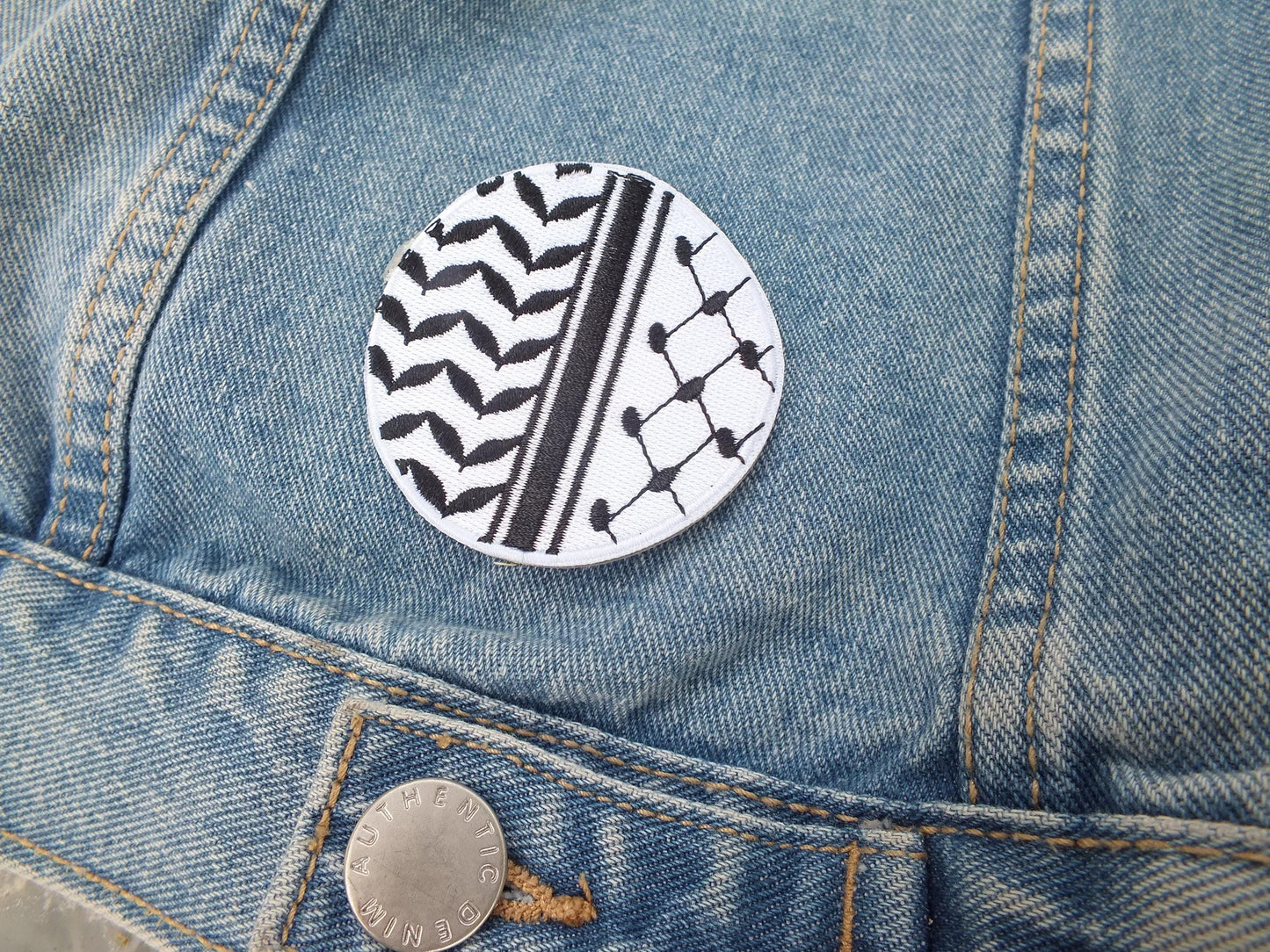 Gaza Activist Patch – Keffiyeh Pattern Embroidery – Iron-On/Velcro Patch for Protest & Cultural Pride - Palestinian Heritage Gift