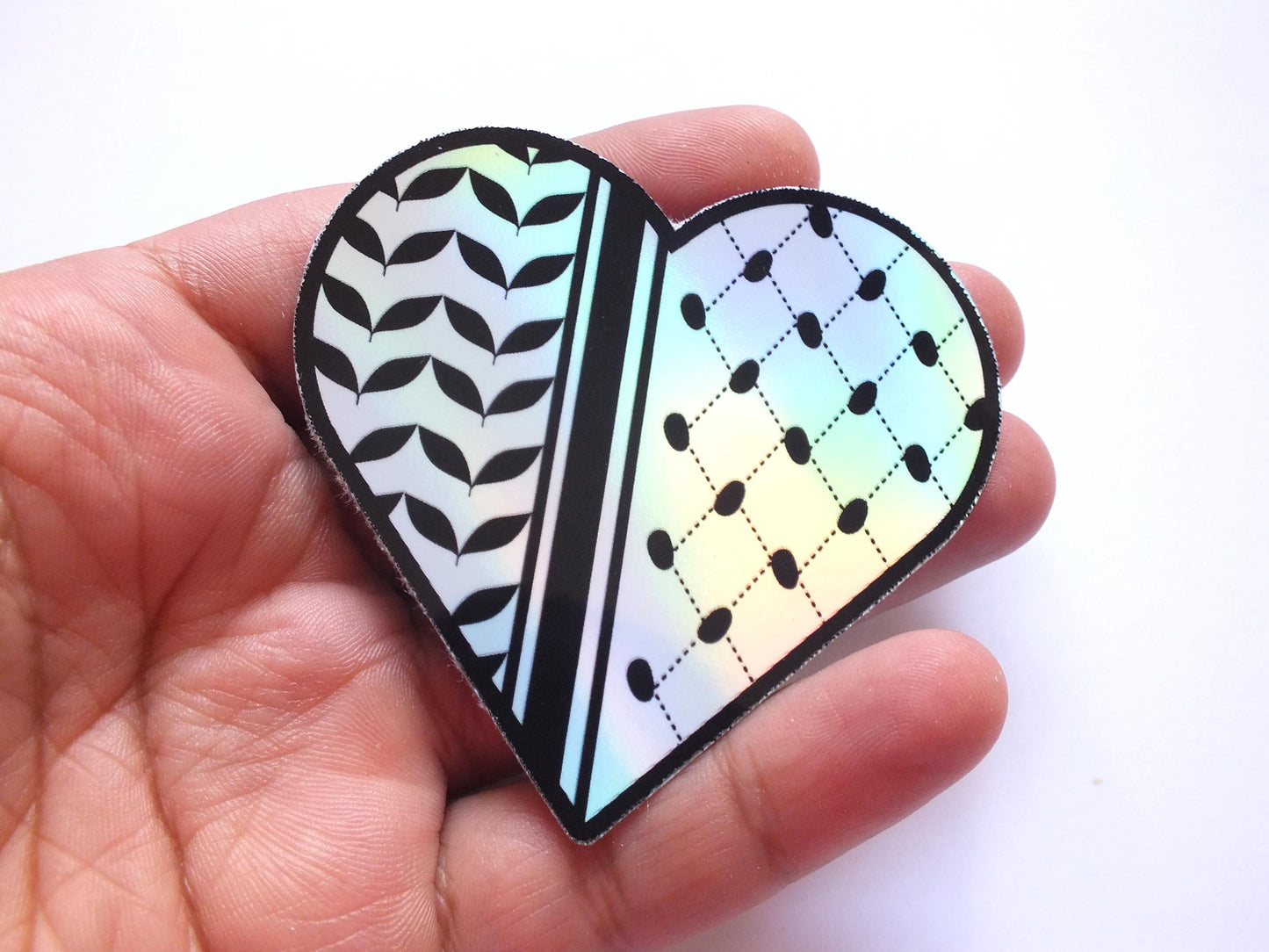 Holographic Glossy Keffiyeh Laptop Sticker – Palestine Embroidery Pattern Art for Hydro Flask, Car Window, Journal – Political Vinyl Decal