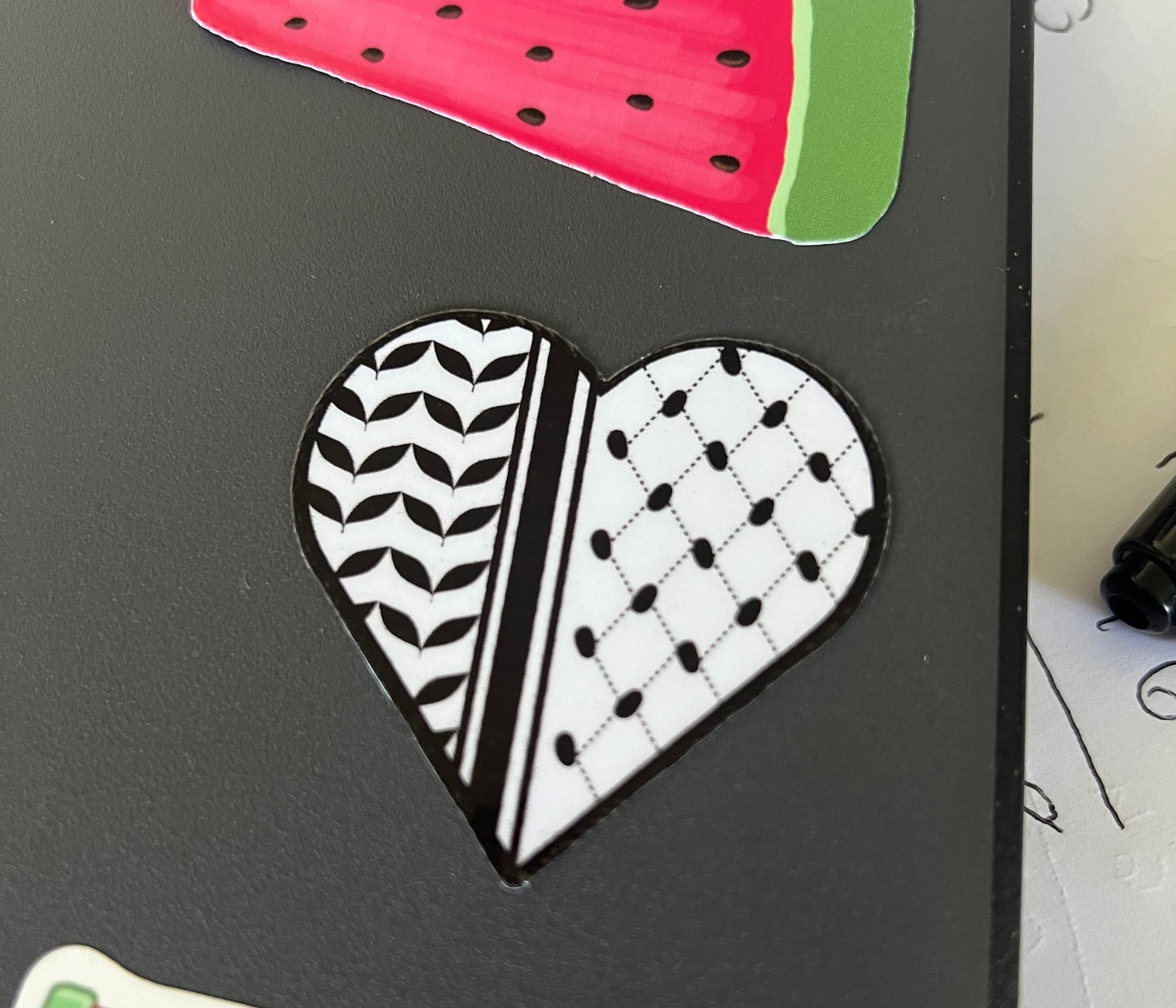Black and White Keffiyeh Vinyl Sticker – Glossy Pro Palestine Symbol Decal for Laptop, Car Bumper, Water Bottle – Gift for Gaza Activist
