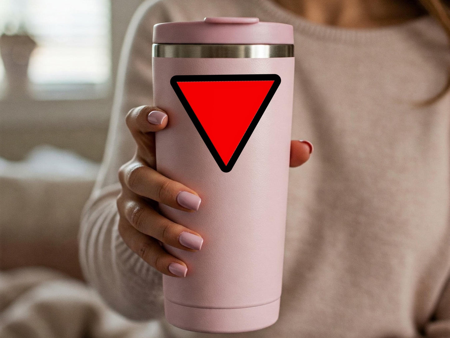Palestine Red Triangle Sticker - Glossy Vinyl Symbol for Resistance and Identity – Suitable for Laptop, Water Bottle, iPad, Notebook