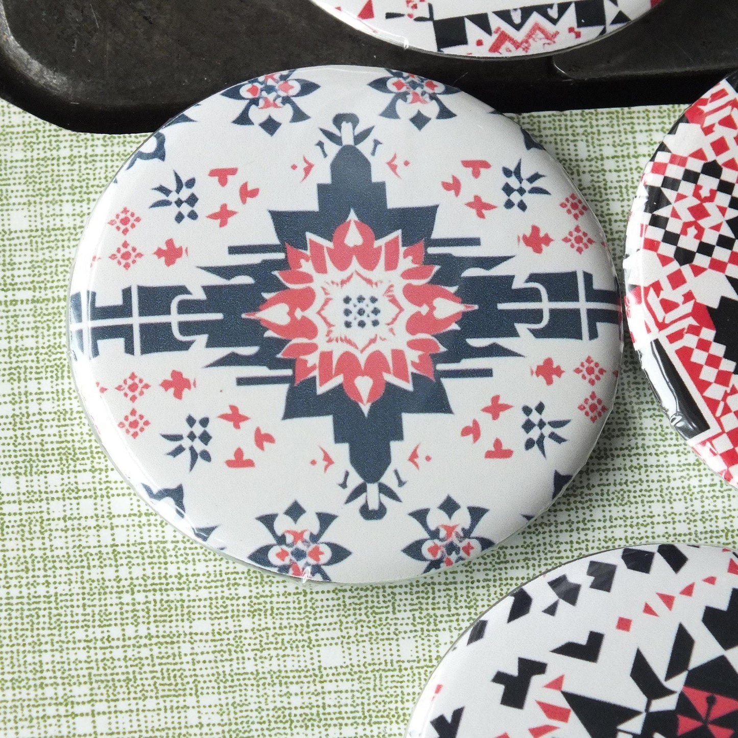 Palestine Badge – Keffiyeh & Tatreez Design – Resistance Art Pin for Jacket, Backpack, or Gifting - Activist Pin for Solidarity and Support