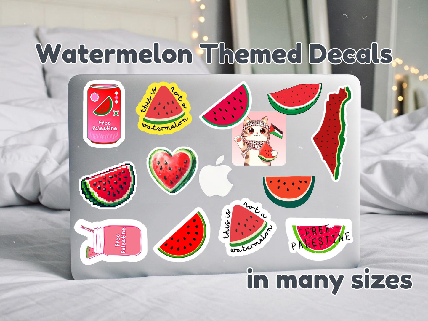 Palestinian Watermelon Vinyl Sticker – Cute Political Sticker for Journal, Laptop, Notebook, Car Bumper, Water Bottle – Support Free Gaza