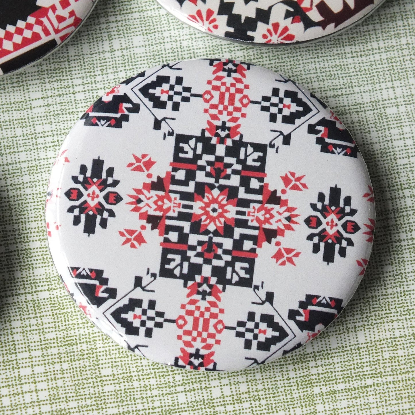 Palestine Badge – Keffiyeh & Tatreez Design – Resistance Art Pin for Jacket, Backpack, or Gifting - Activist Pin for Solidarity and Support