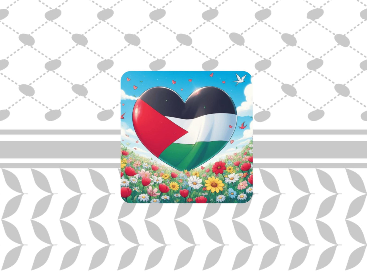 Palestine Support Fridge Magnet – Keffiyeh Vinyl Design for Locker or Office Display - Flag of Palestine for Awareness and Pride