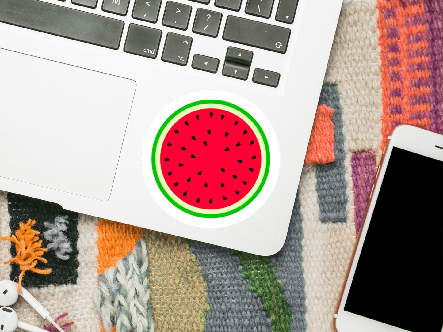 Free Palestine Watermelon Vinyl Sticker - Minimalist Political Sticker for iPhone, Car Window, Car Bumper – Symbol of Palestine