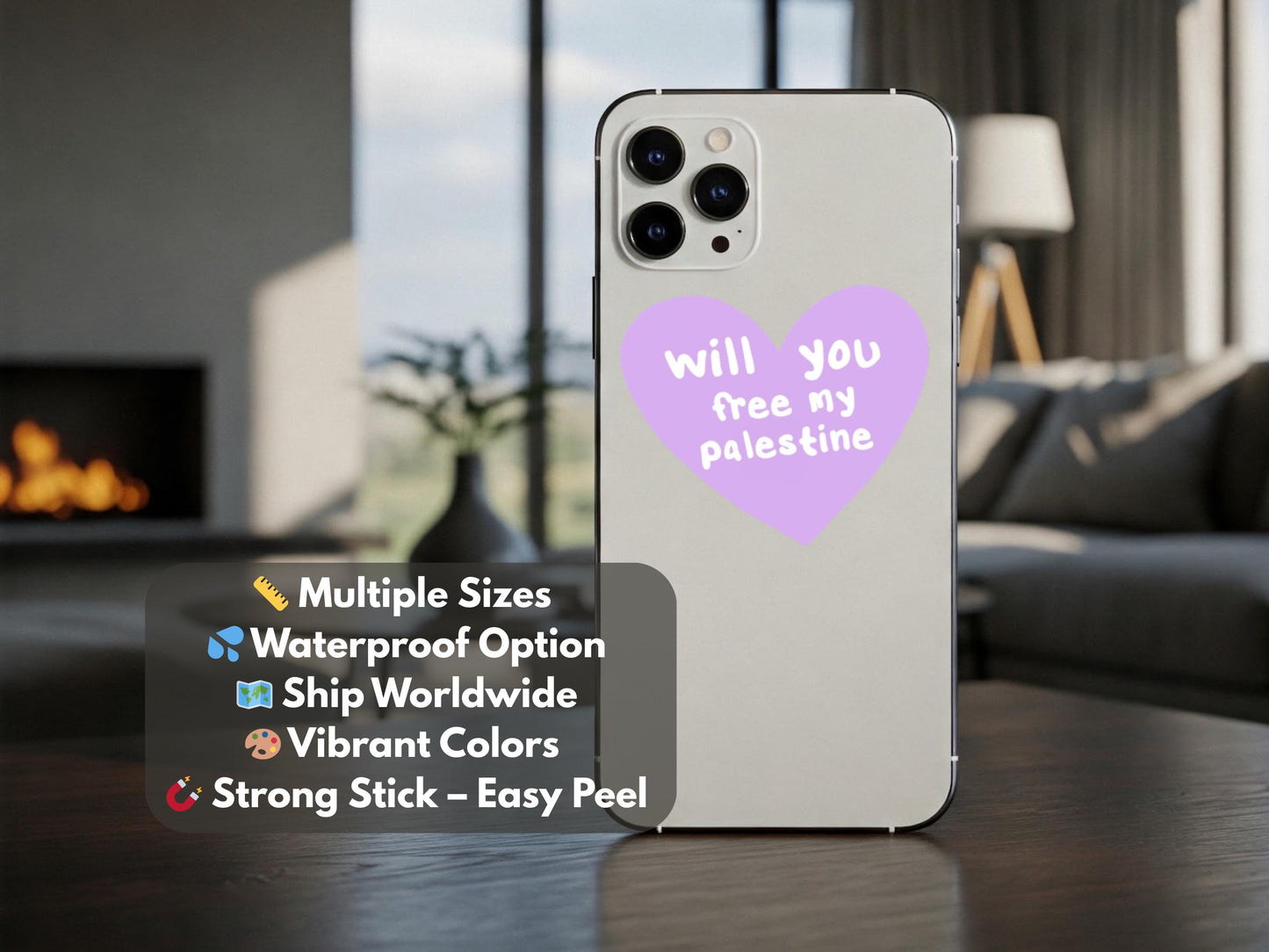 Free Palestine Love Heart Decal - Protest Symbol Vinyl Decal for Laptop, Journal, iPhone, Skateboard – Resistance Art for Gaza Activist