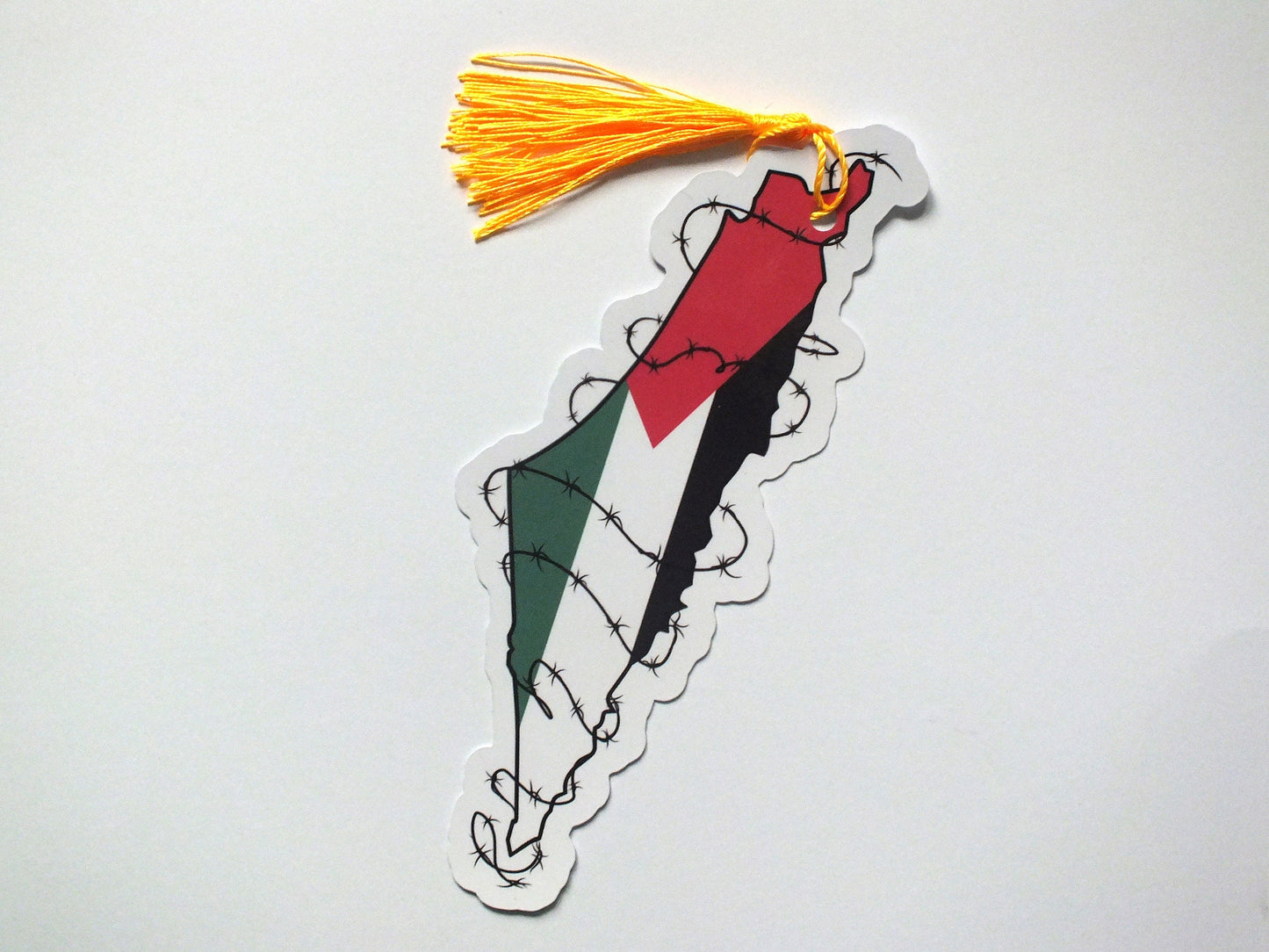 Handmade Pro Palestine Bookmark with Watermelon Artwork - Glossy Map Shape Bookmarks - Activist Gift for Books & Journals