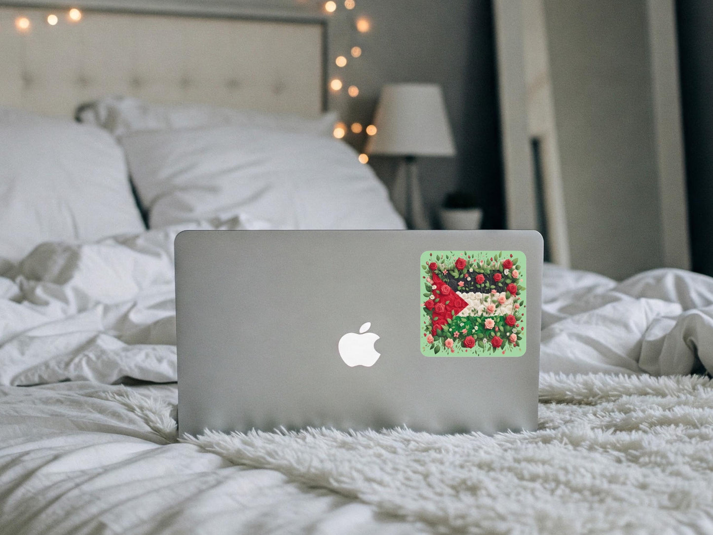 Vinyl Palestine Flag Sticker – Durable Weatherproof Decal for Bumper, Laptop, Water Bottle, iPad - Floral Palestine Solidarity Art
