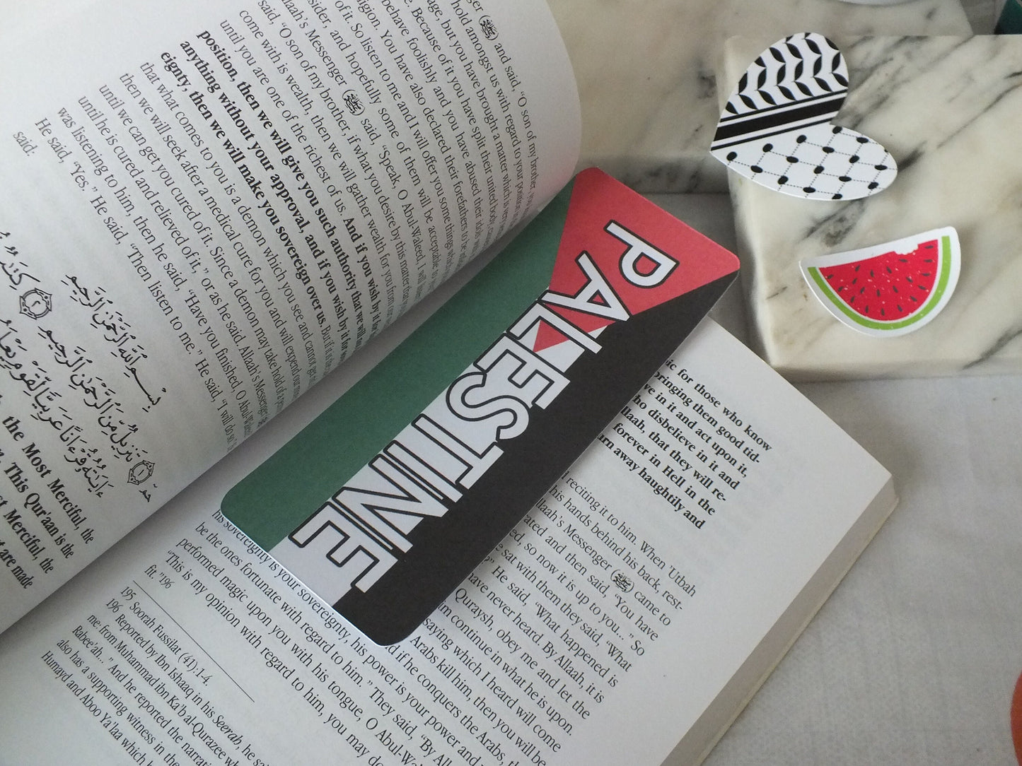 Book Lover’s Palestine Bookmark – Keffiyeh Pattern + Flag – Handmade Cultural Gift with Watermelon Artwork - Pro Palestine Activist Gift