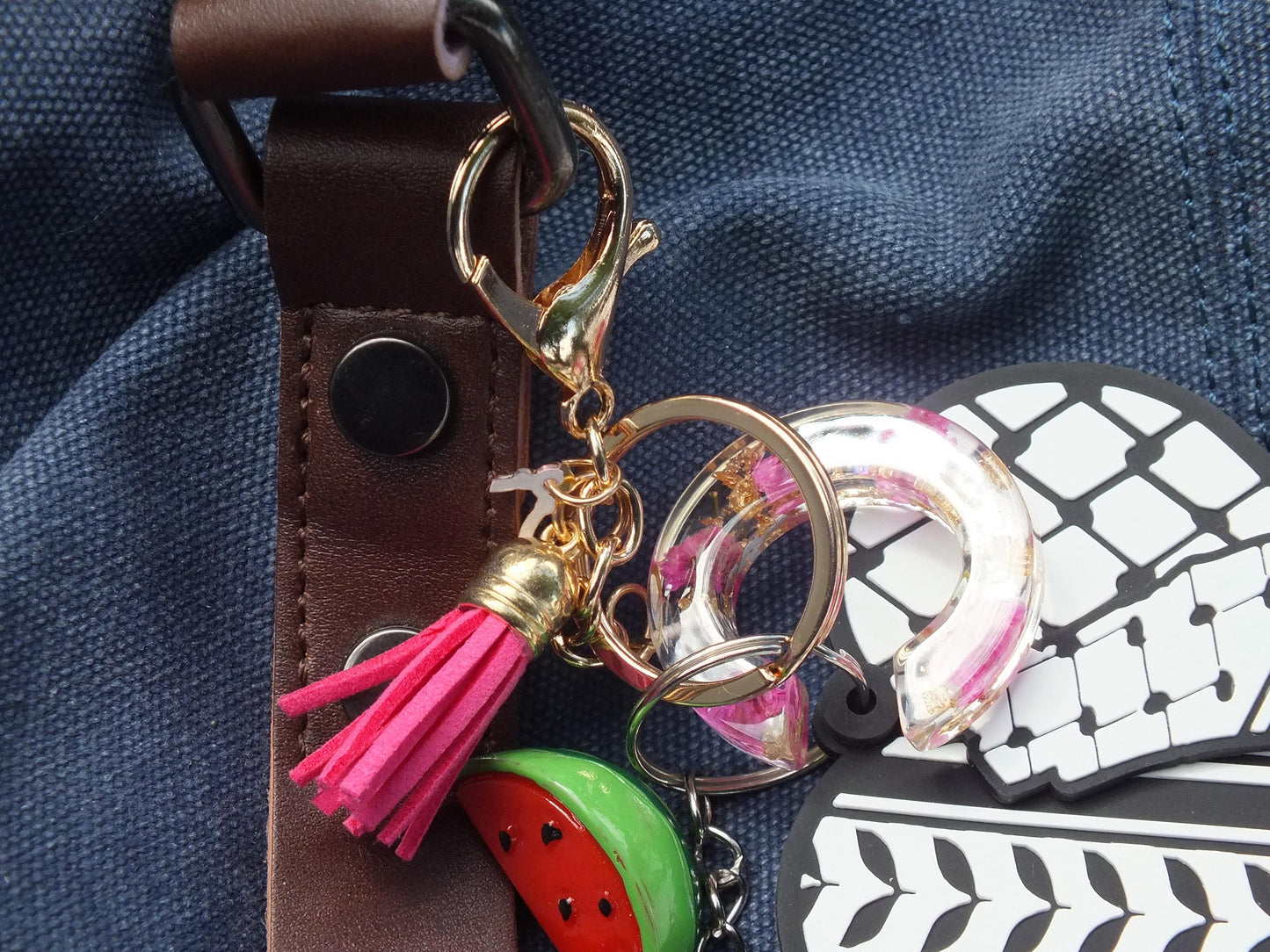 Resin Keychain with Initial for Palestine - Heart & Watermelon Keychain – Palestine Support Gift with Keffiyeh Art - Proceeds to Gaza