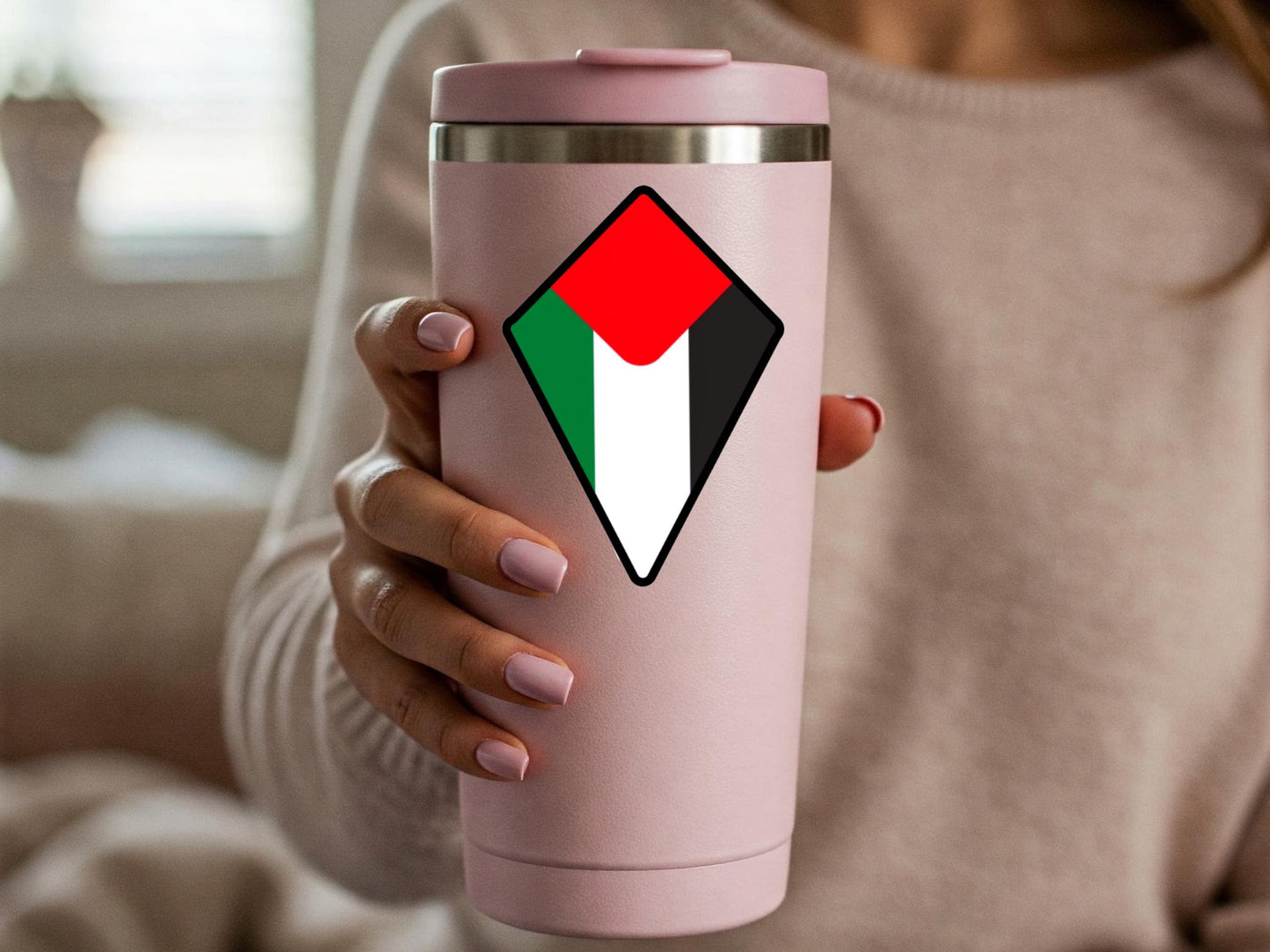 Minimalist Palestine Flag Sticker – Glossy Vinyl Decal for Journal, Phone Case, Helmet, Car Window – Pro Palestine Art for Activist