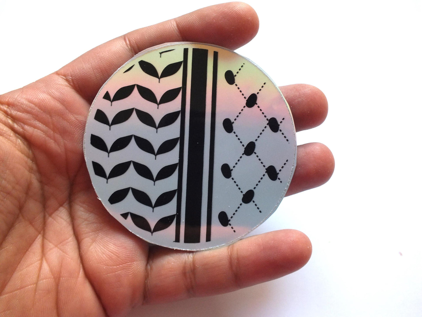 Holographic Keffiyeh Decal for Palestine - Pro Palestinian Car Bumper Decal for Activist - Subtle Protest Art Sticker for Laptop, Journal