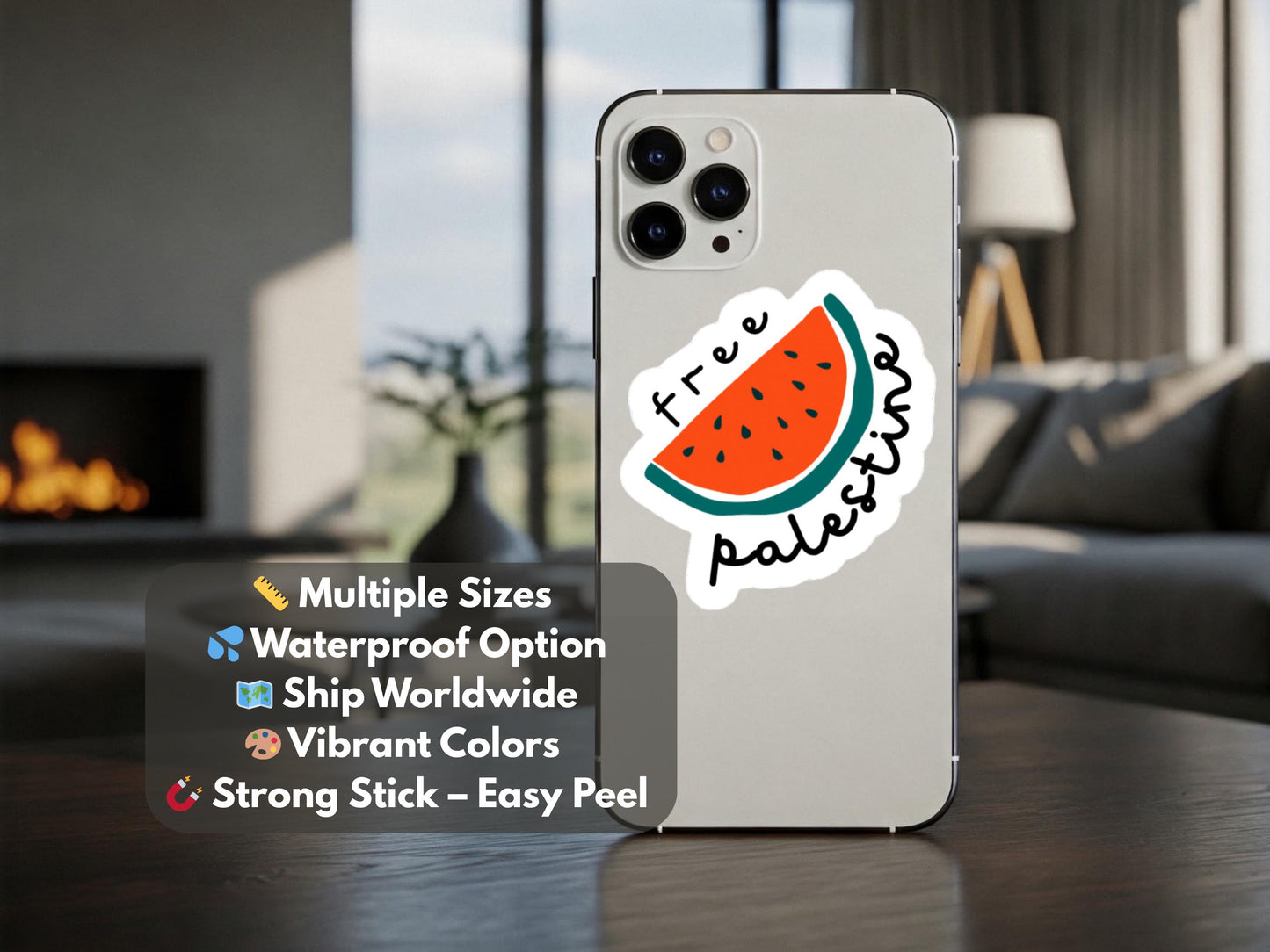 Free Palestine Watermelon Stickers for Gaza - Palestinian Solidarity Decals for Car Bumper, iPhone, Kindle, Helmet, Laptop - Profits to Gaza