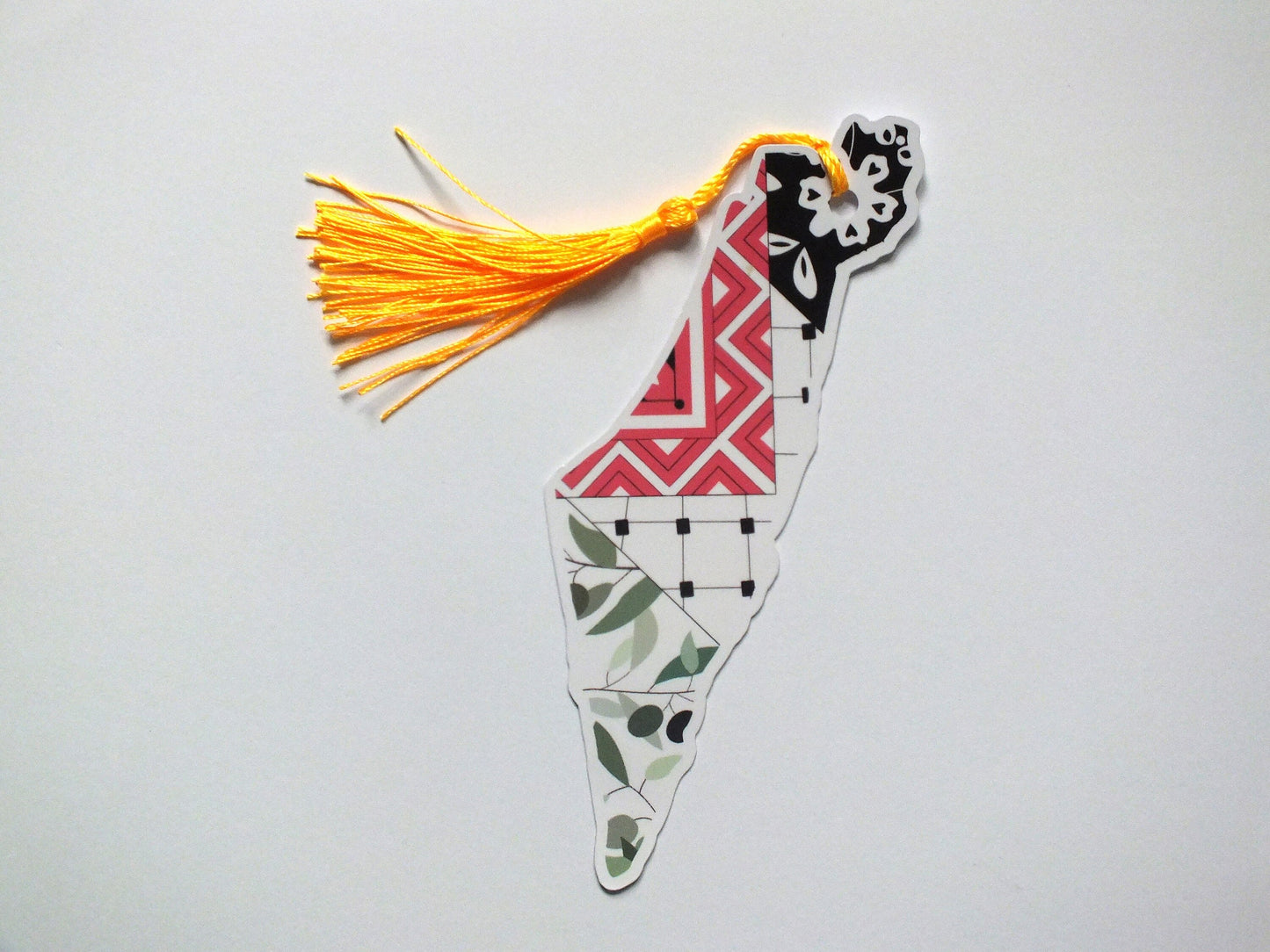Handmade Pro Palestine Bookmark with Watermelon Artwork - Glossy Map Shape Bookmarks - Activist Gift for Books & Journals