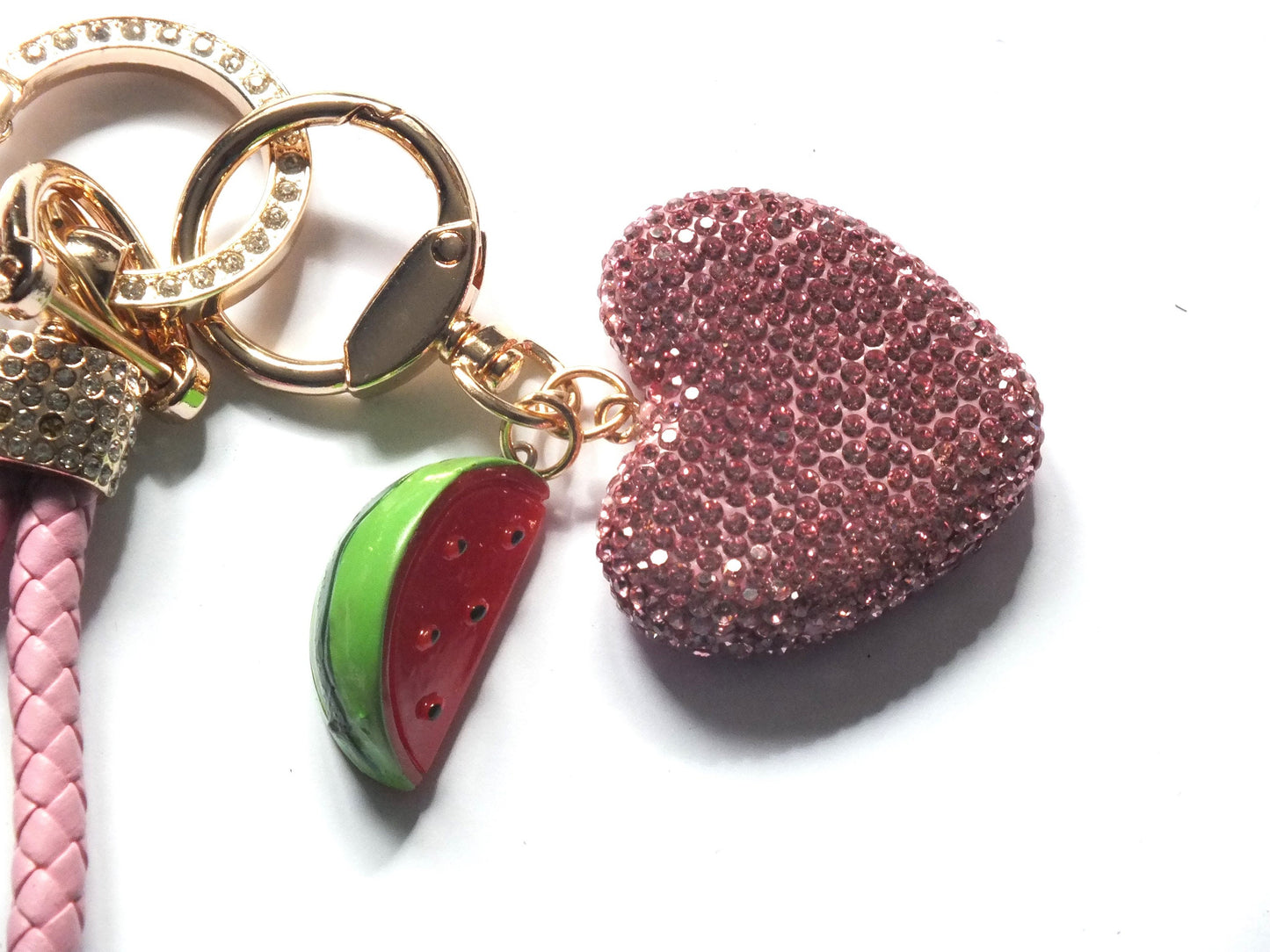 Palestine Keychain – Heart-Shaped Keffiyeh Acrylic + Watermelon Charm – Activist Gift in Solidarity with Gaza for Charity