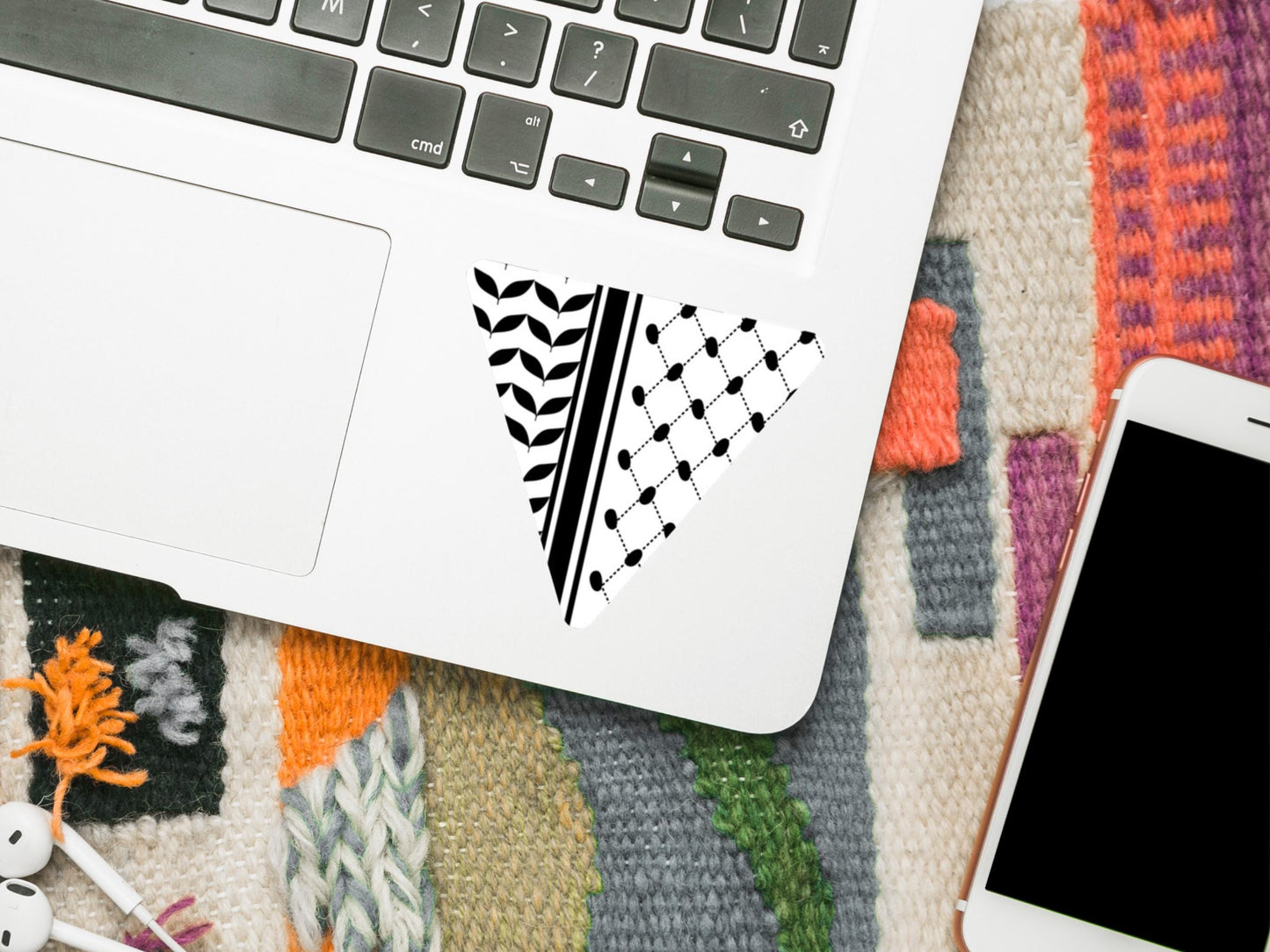 Glossy Pro Palestine Keffiyeh Sticker - Proceeds Donated to Gaza Charity - Resistance Pattern for Laptop, Journal – Waterproof Political Art