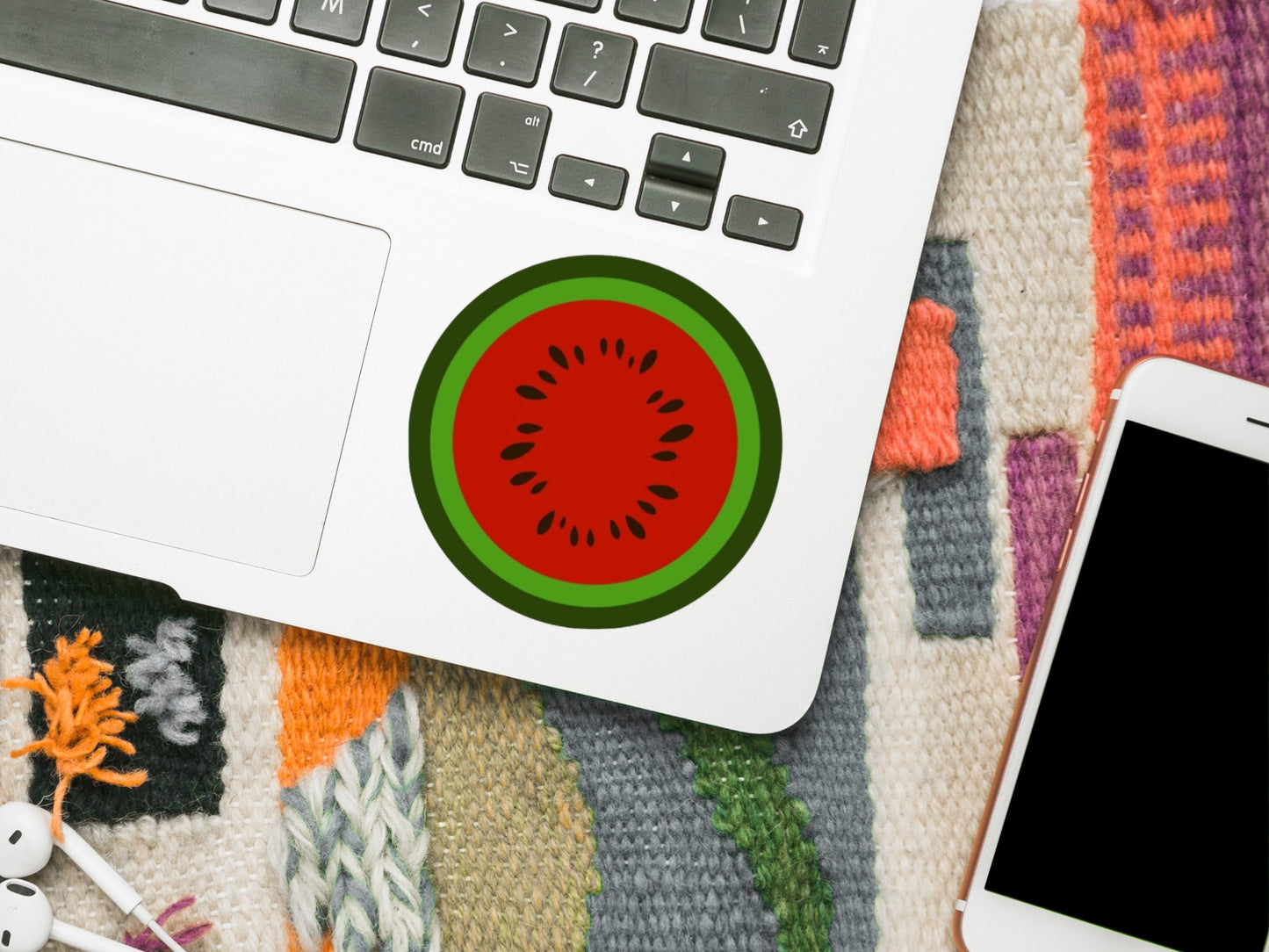 Glossy Watermelon Sticker - Minimalist Solidarity Decal for iPhone, Car Window, Car Bumper, Water Bottle – Symbolic Activism Art Sticker