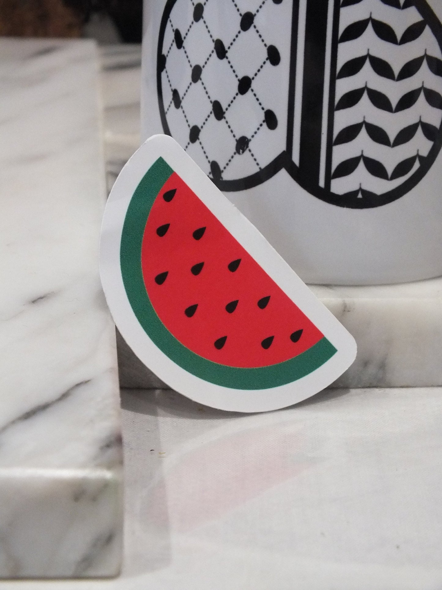 Palestinian Watermelon Vinyl Sticker - Minimalist Decal for Phone, Car Window, Skateboard, Water Bottle – Subtle Protest Sticker for Gaza