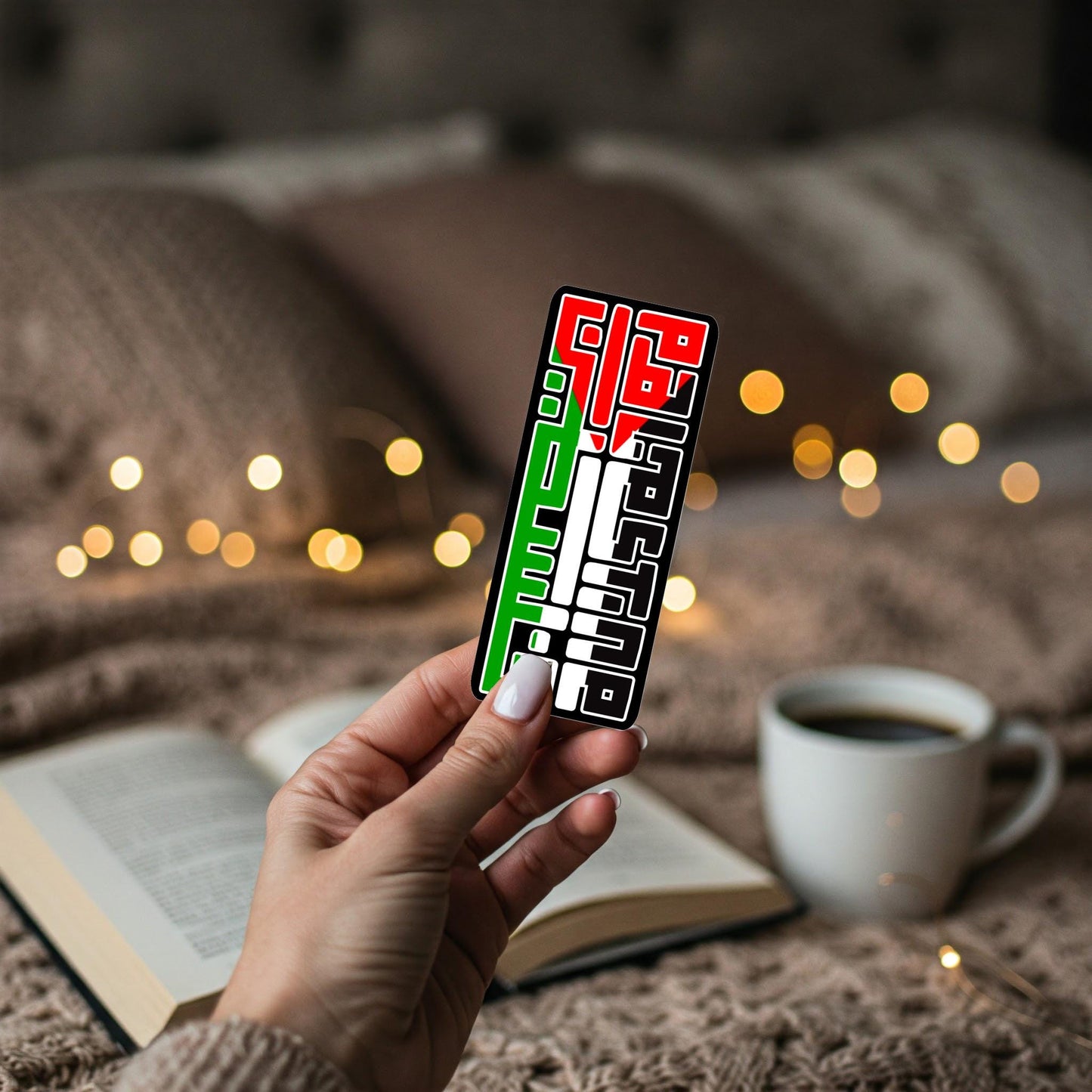 Flag of Palestine Bookmark – Keffiyeh Pattern Embellishment – Handmade Political Art Gift - Pro Palestine Bookworm Gift