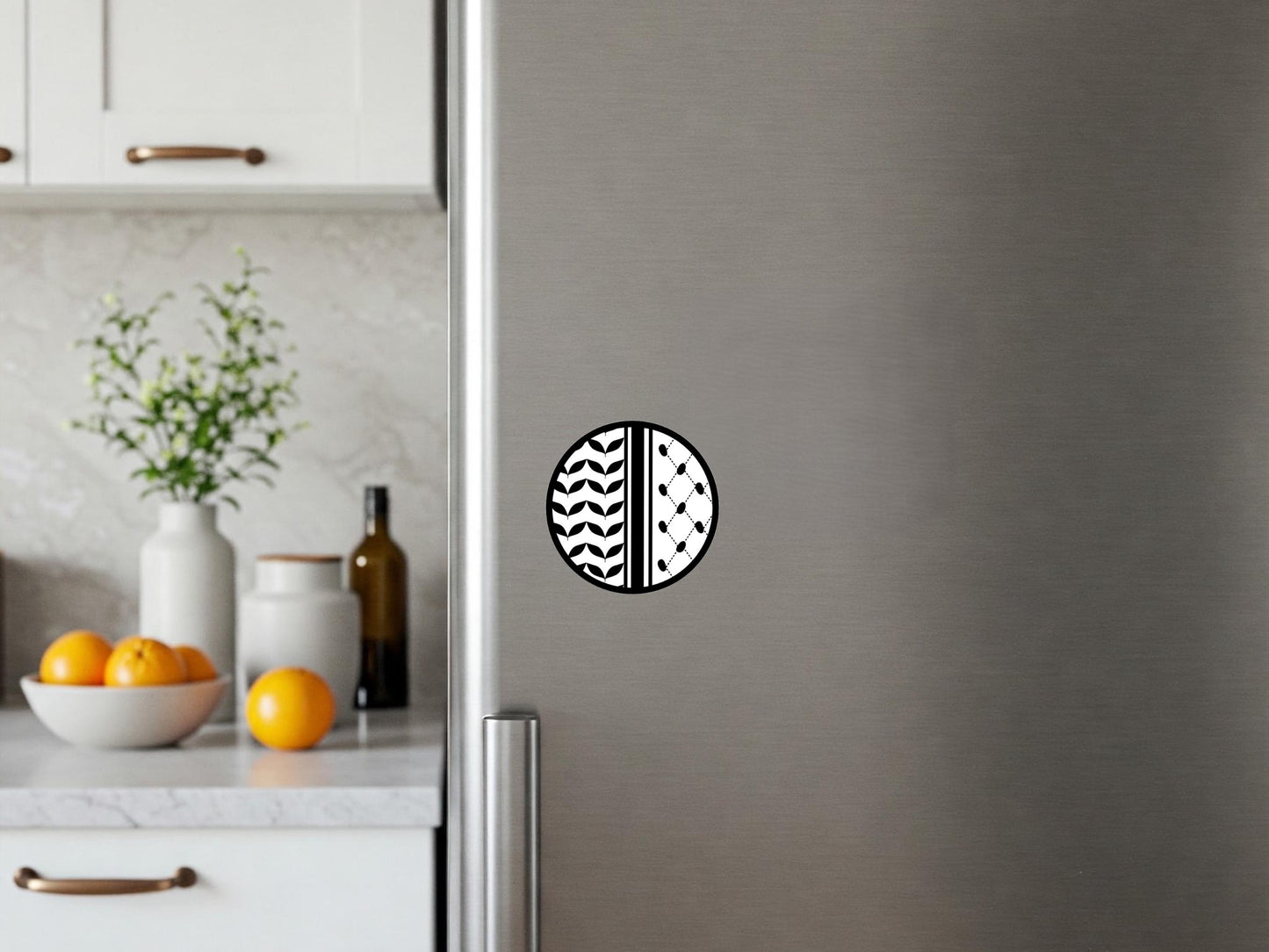 Bold Fridge Magnet for Gaza – Palestine-Inspired Keffiyeh Design Locker Magnet – Cultural Activism Gift for Palestine Activist