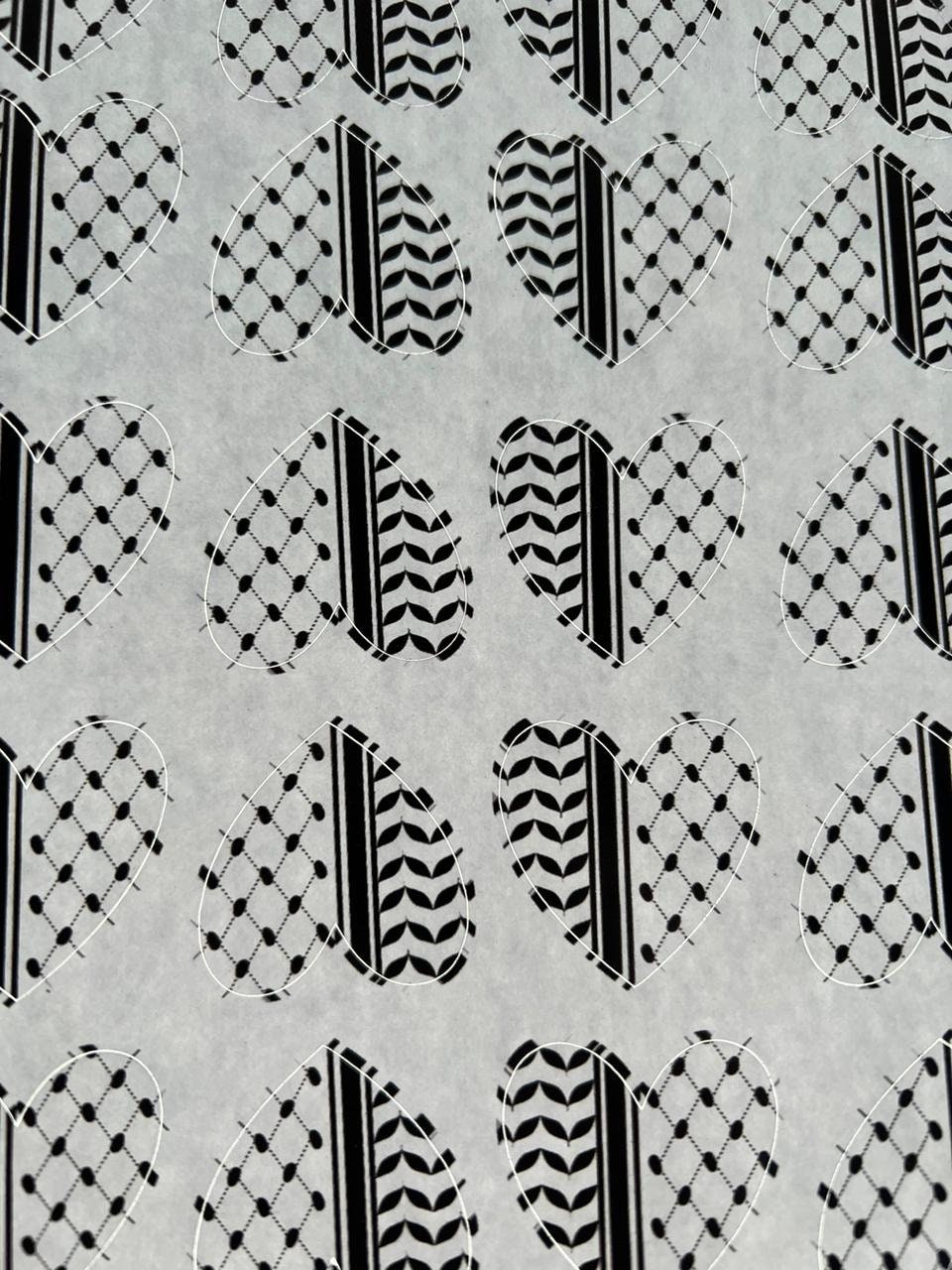 Black and White Keffiyeh Vinyl Sticker Sheet – Pro Palestine Symbol for Laptop, iPhone, Skateboard, Helmet, Water Bottle – Glossy Decals