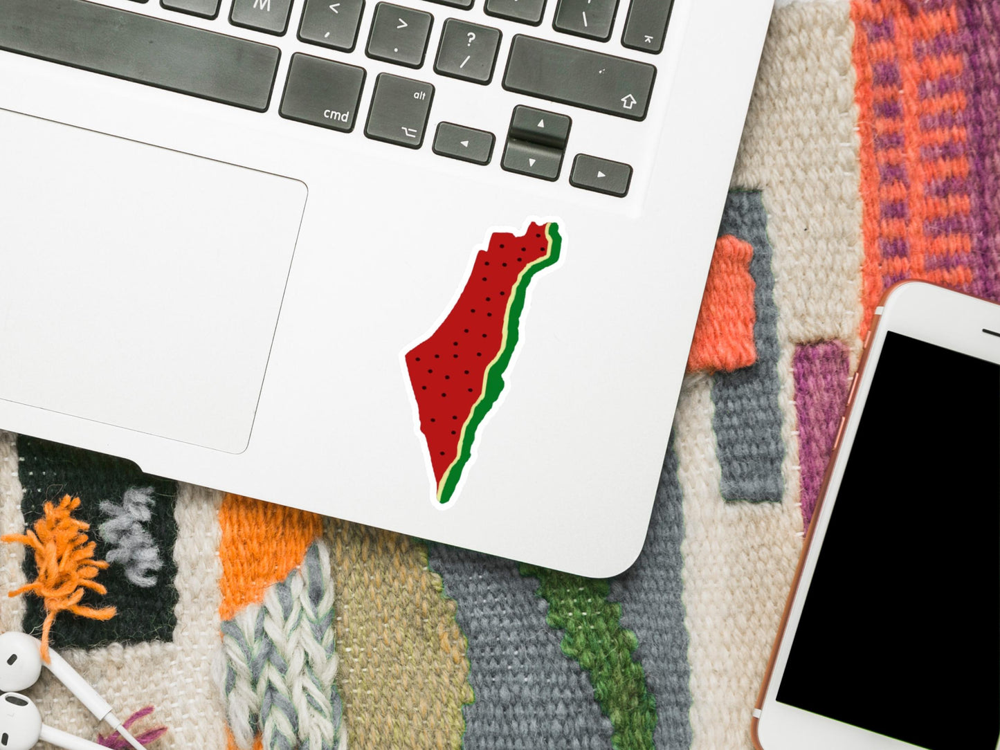 Map of Palestine Vinyl Decal - Minimalist Glossy Decal for iPhone, Car Bumper, iPad, Skateboard – Subtle Protest Art Sticker for Gaza